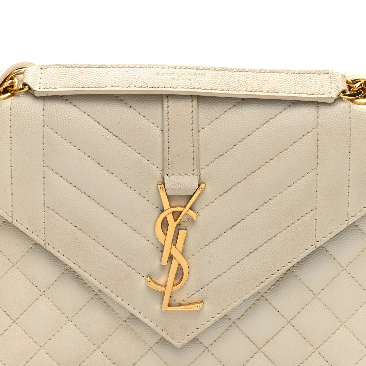 Grain De Poudre Textured Mixed Matelasse Medium Triquilt Monogram Satchel Crema Soft - Image 7