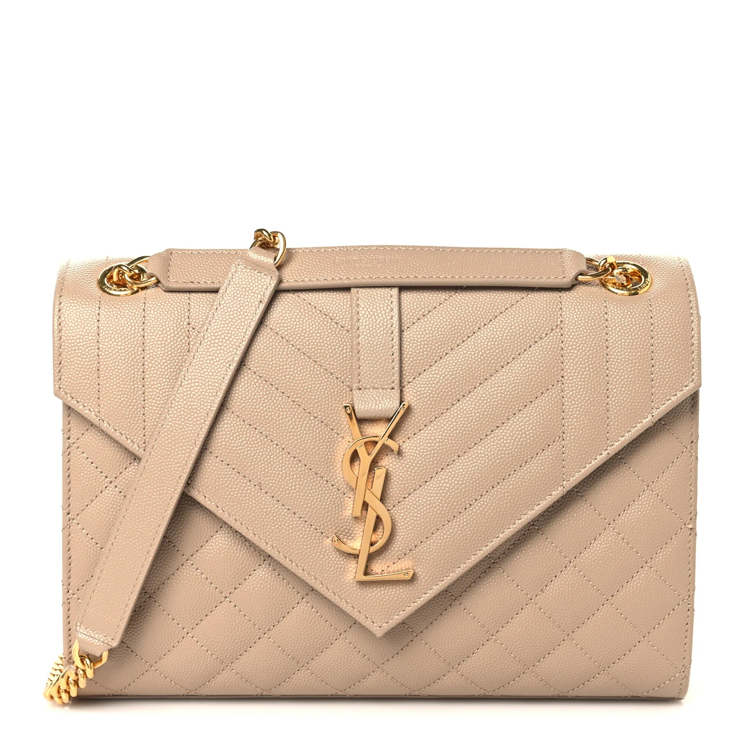 Grain De Poudre Textured Mixed Matelasse Medium Triquilt Monogram Satchel Dark Beige
