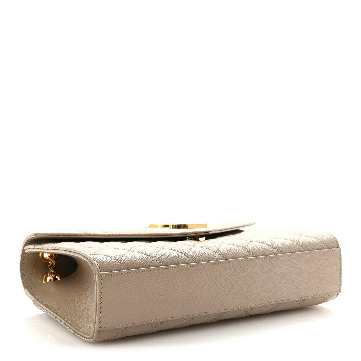 Grain De Poudre Textured Mixed Matelasse Medium Triquilt Monogram Satchel Dark Beige - Image 4