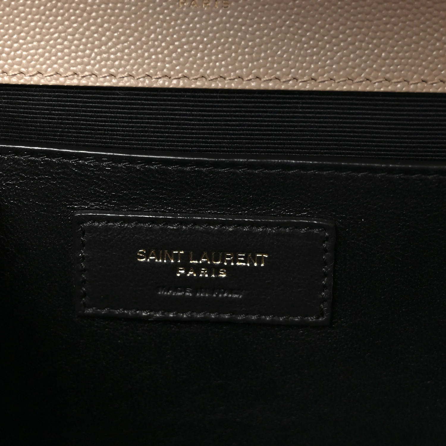Grain De Poudre Textured Mixed Matelasse Medium Triquilt Monogram Satchel Dark Beige - Image 6