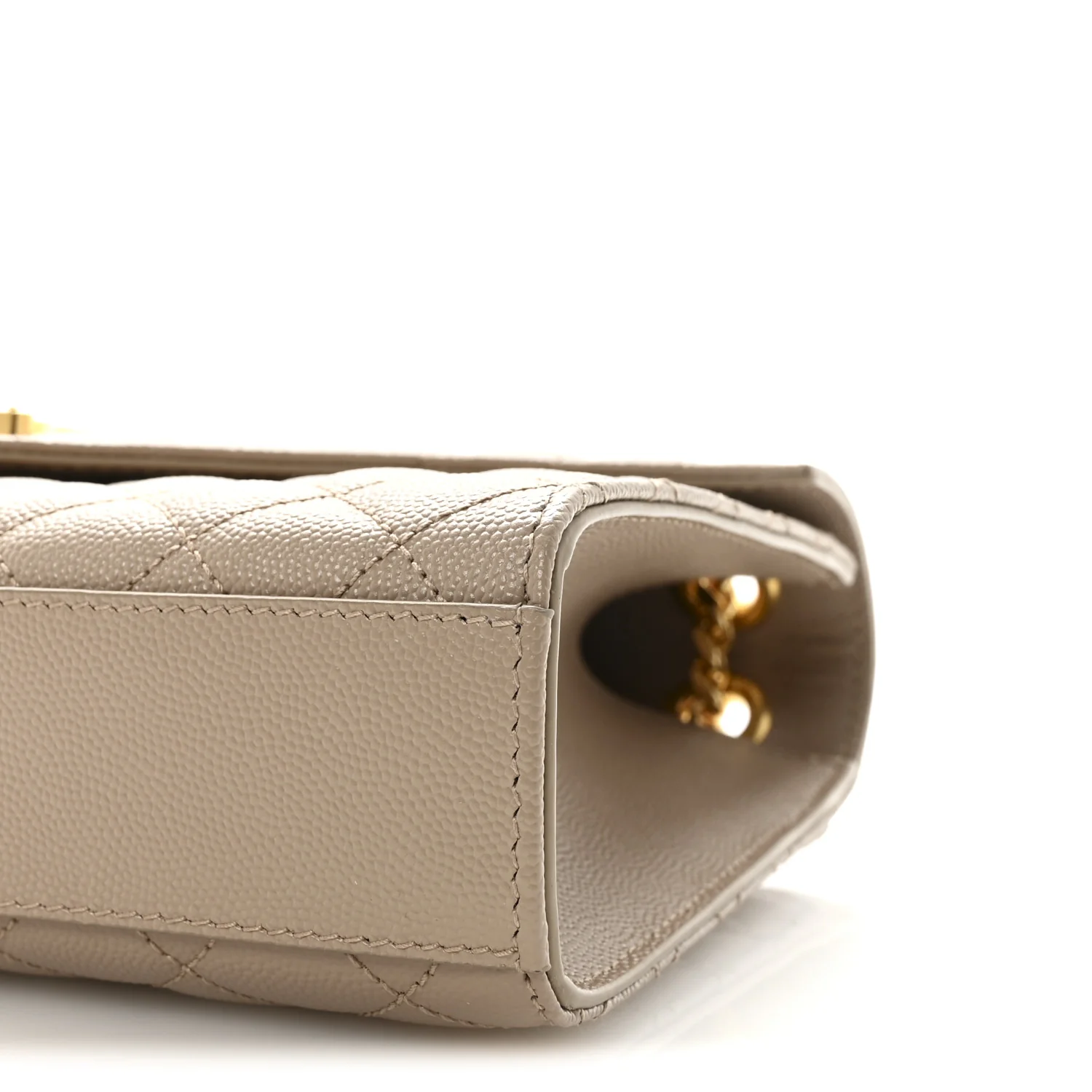 Grain De Poudre Textured Mixed Matelasse Medium Triquilt Monogram Satchel Dark Beige - Image 9