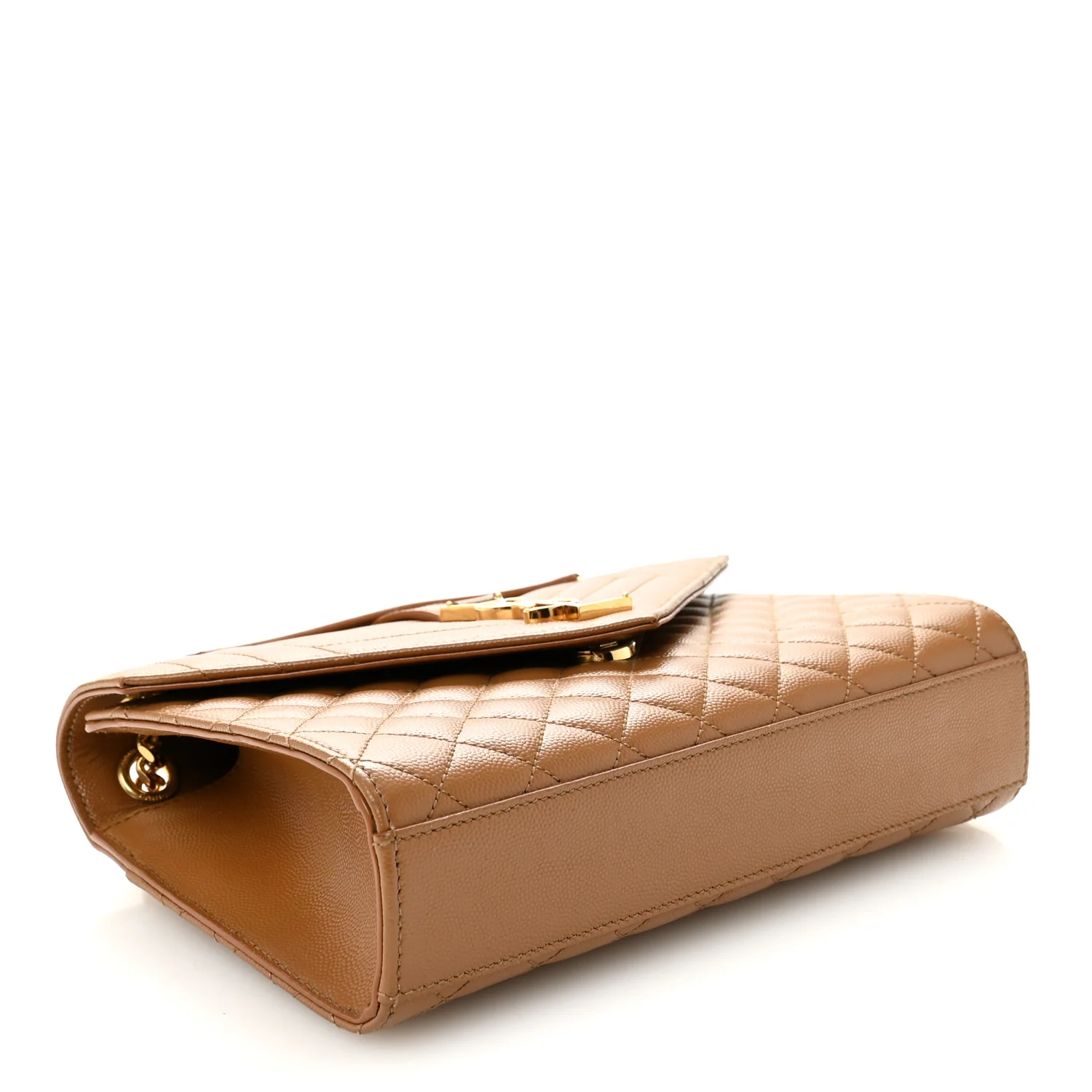 Grain De Poudre Textured Mixed Matelasse Medium Triquilt Monogram Satchel Dark Cork - Image 4