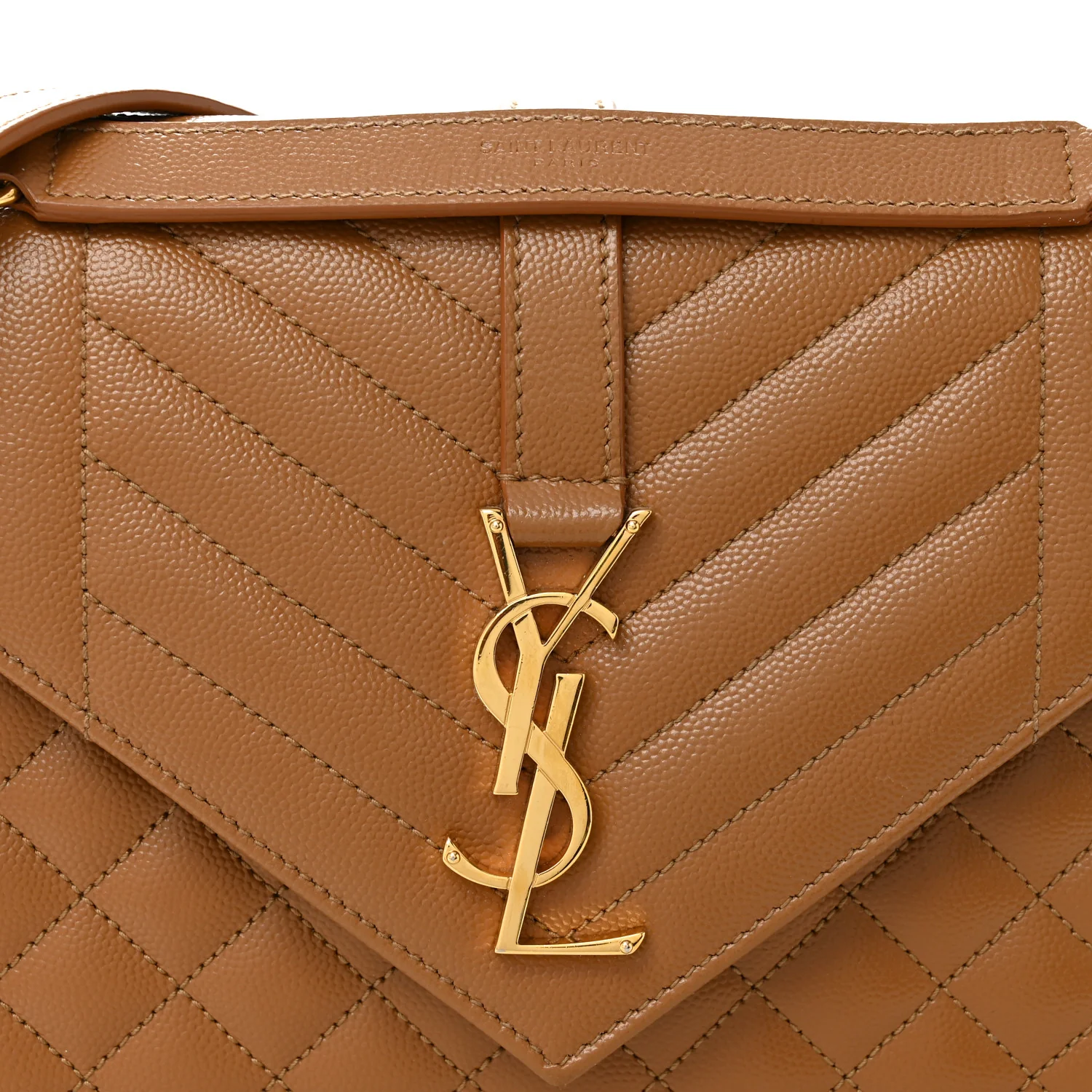 Grain De Poudre Textured Mixed Matelasse Medium Triquilt Monogram Satchel Dark Cork - Image 7