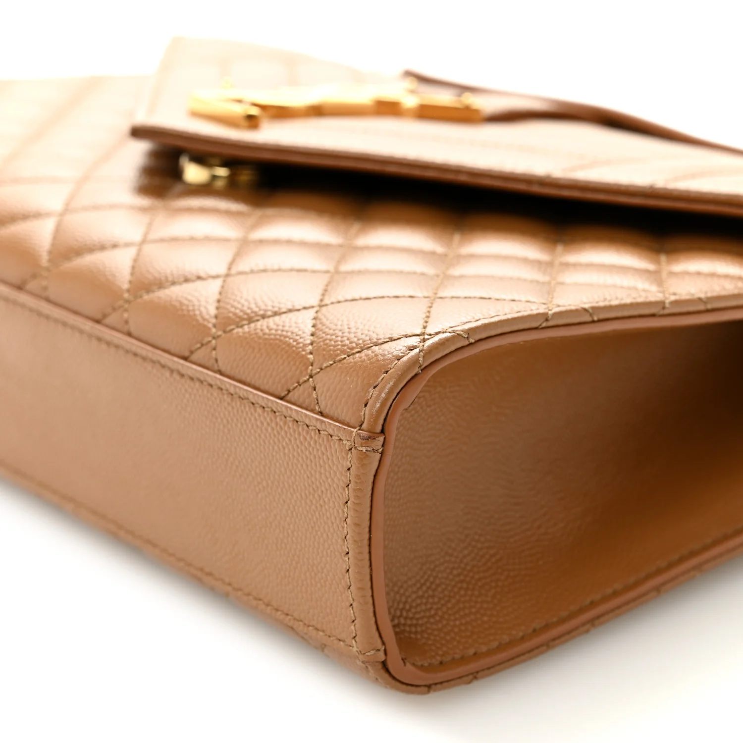 Grain De Poudre Textured Mixed Matelasse Medium Triquilt Monogram Satchel Dark Cork - Image 9