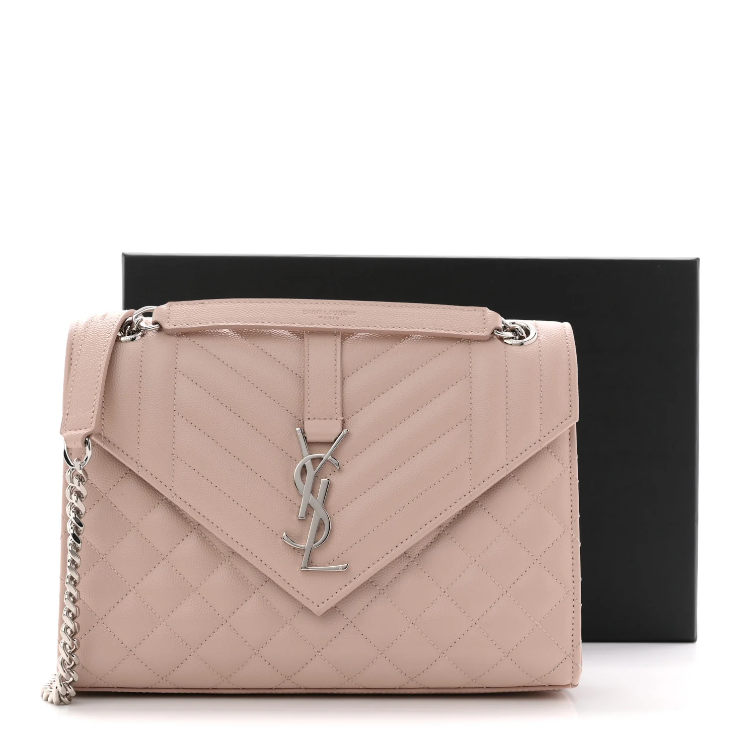 Grain De Poudre Textured Mixed Matelasse Medium Triquilt Monogram Satchel Marble Pink - Image 13