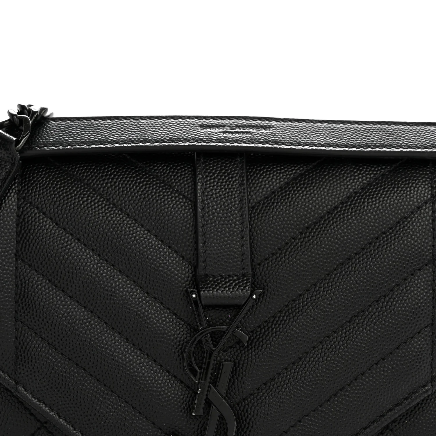 Grain De Poudre Textured Mixed Matelasse Triquilt Medium Monogram Monochrome Satchel Black - Image 8