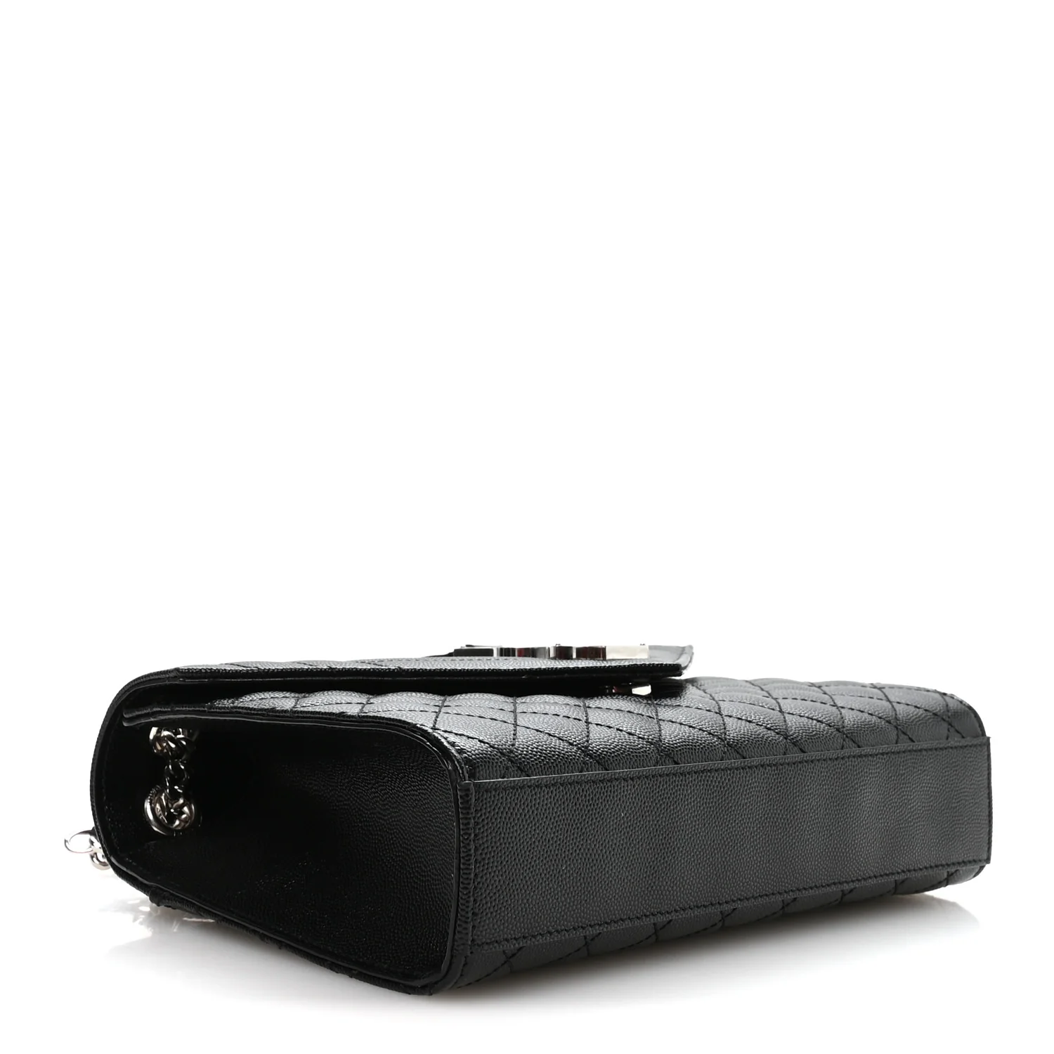 Grain De Poudre Textured Mixed Matelasse Triquilt Medium Monogram Satchel Black - Image 4