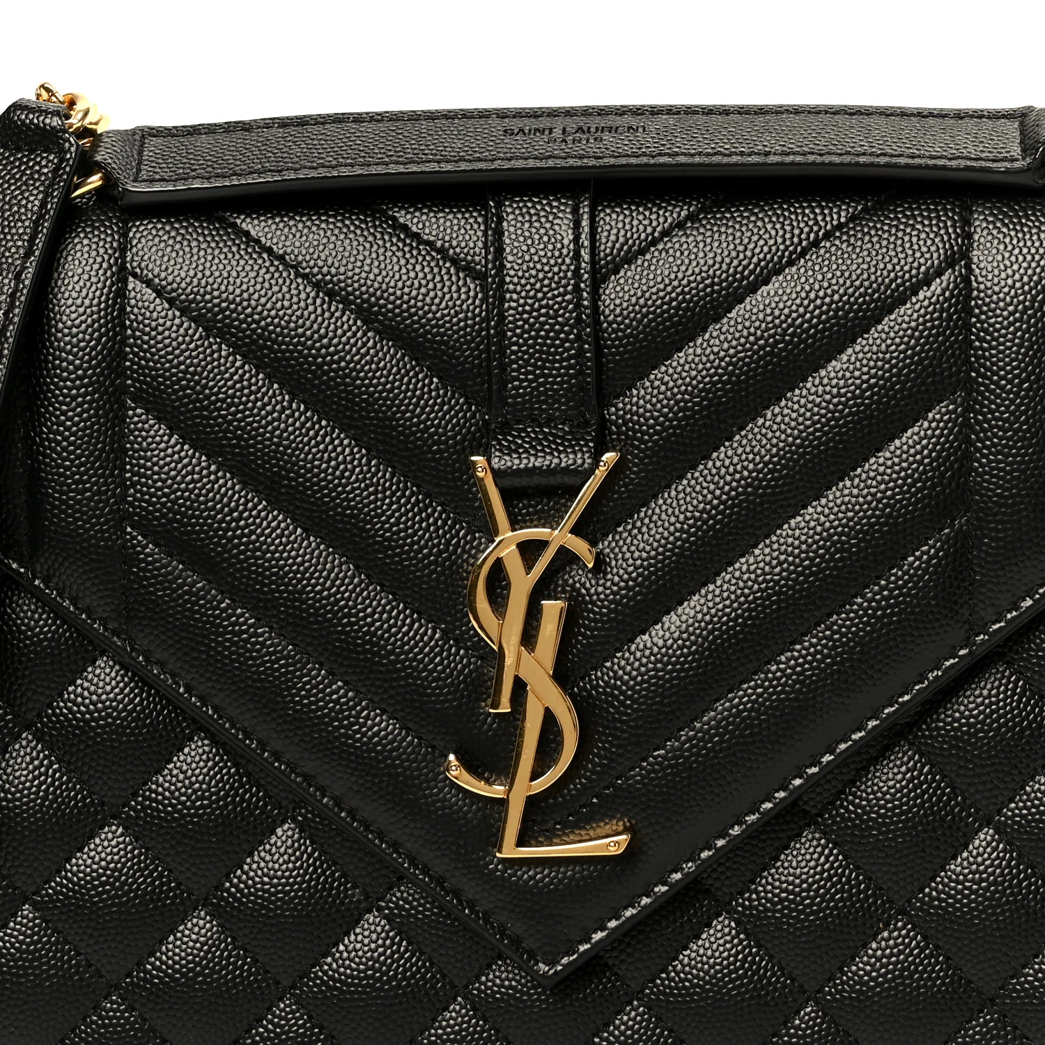 Grain De Poudre Textured Mixed Matelasse Triquilt Medium Monogram Satchel Black - Image 9