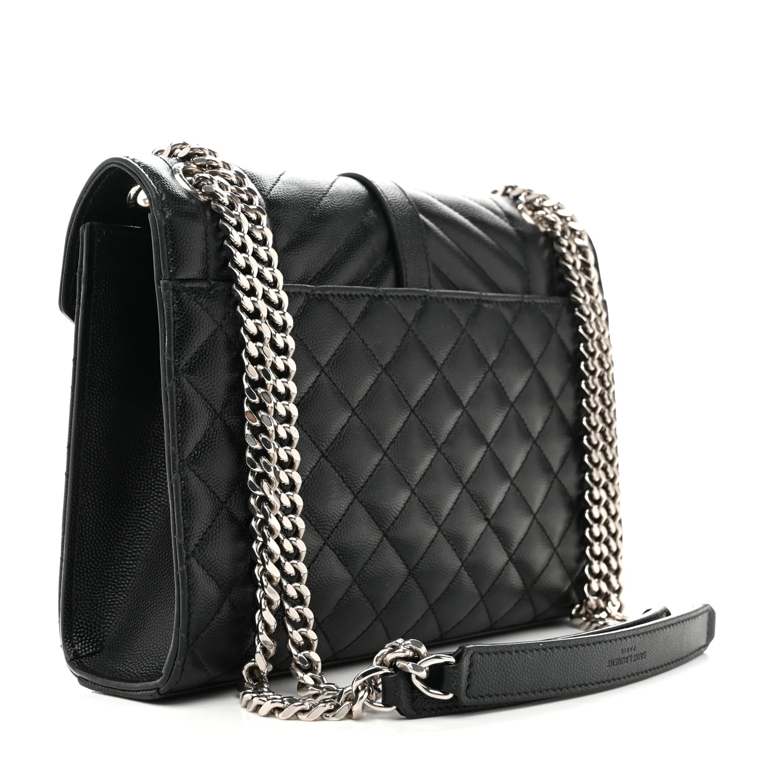 Grain De Poudre Textured Mixed Matelasse Triquilt Medium Monogram Satchel Black - Image 3