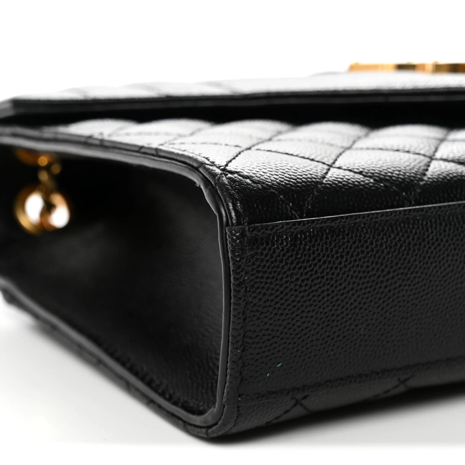 Grain De Poudre Textured Mixed Matelasse Triquilt Medium Monogram Satchel Black - Image 8
