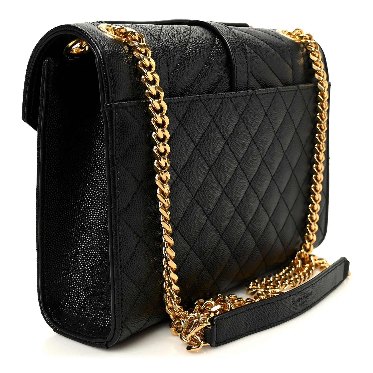 Grain De Poudre Textured Mixed Matelasse Triquilt Medium Monogram Satchel Black - Image 3