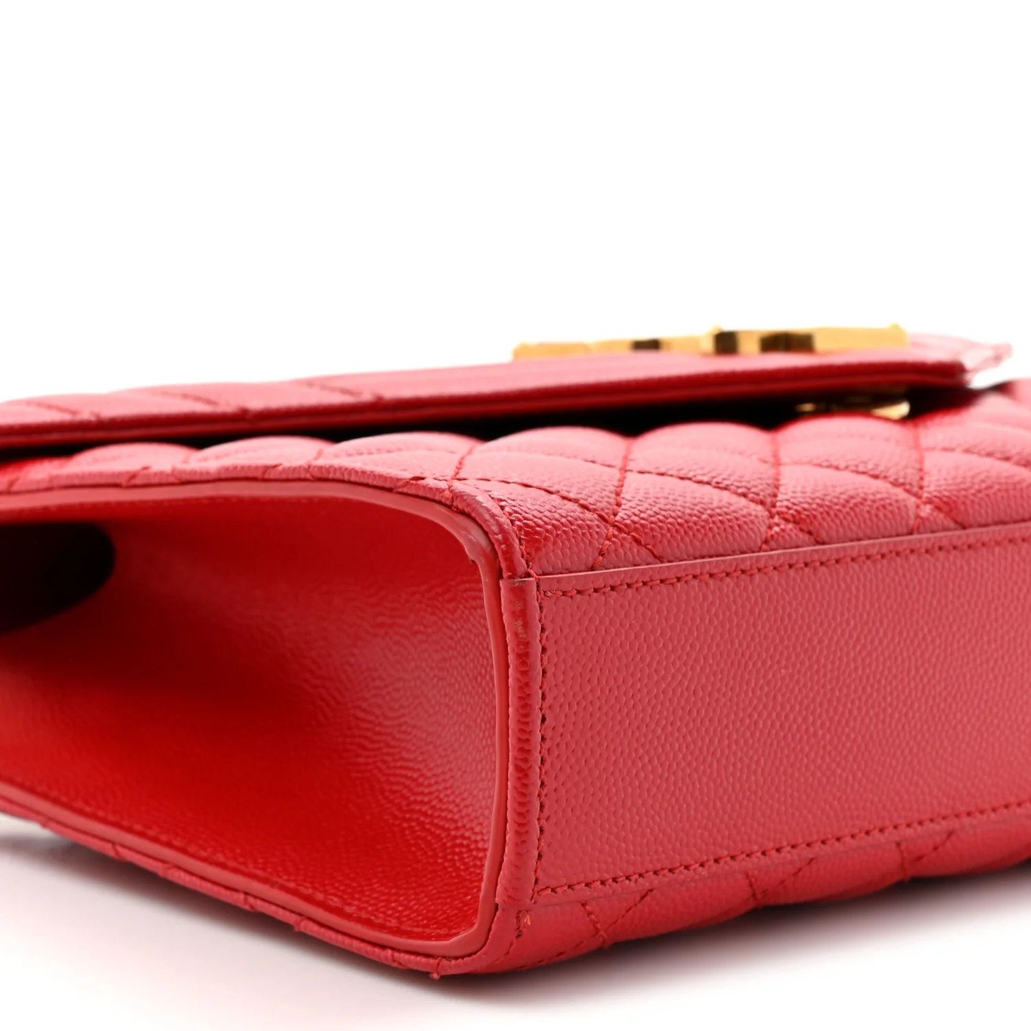 Grain De Poudre Textured Mixed Matelasse Triquilt Medium Monogram Satchel New Red - Image 10