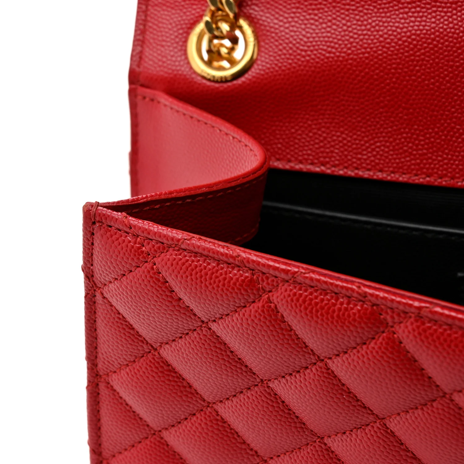 Grain De Poudre Textured Mixed Matelasse Triquilt Medium Monogram Satchel New Red - Image 11