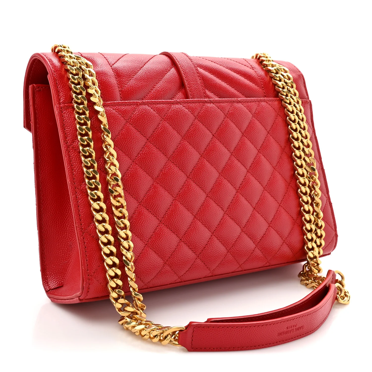 Grain De Poudre Textured Mixed Matelasse Triquilt Medium Monogram Satchel New Red - Image 3
