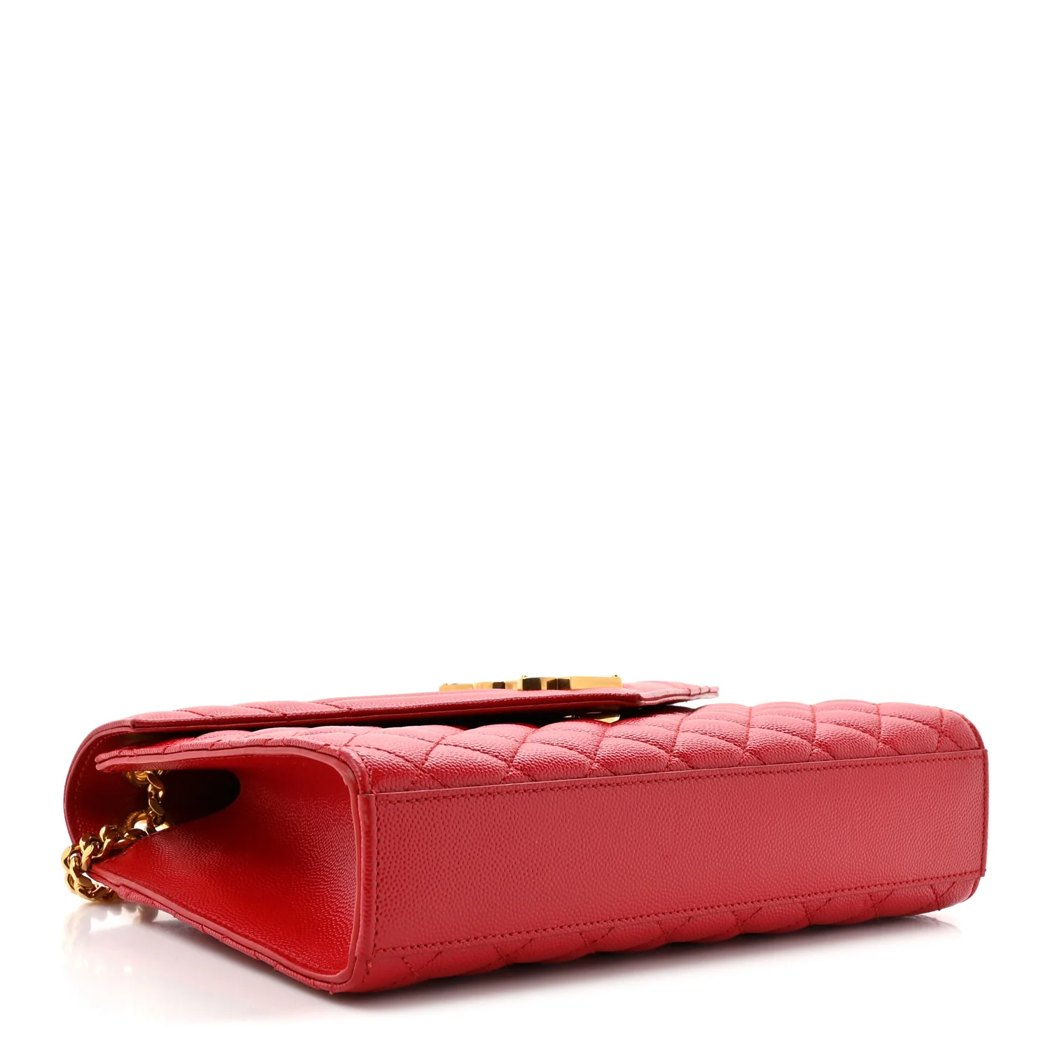 Grain De Poudre Textured Mixed Matelasse Triquilt Medium Monogram Satchel New Red - Image 4