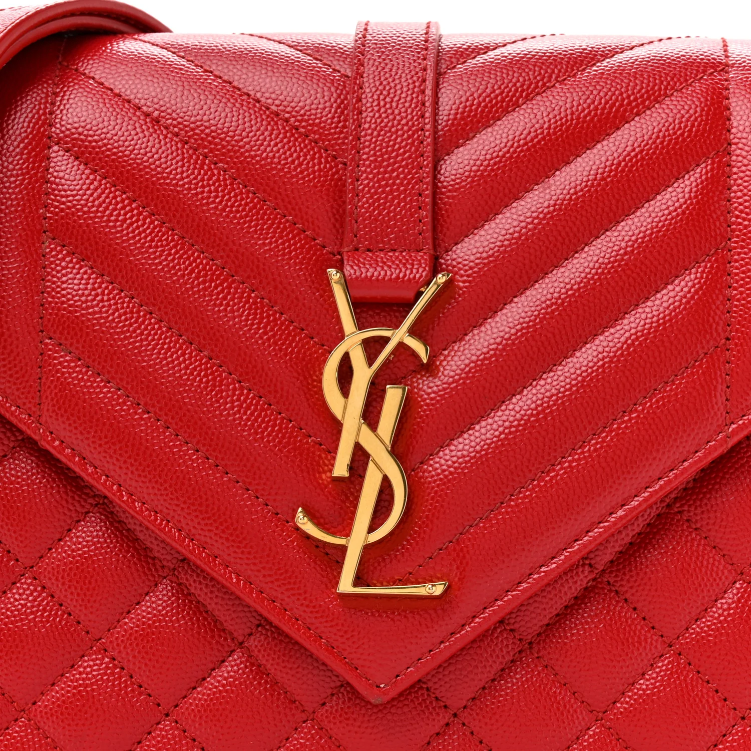 Grain De Poudre Textured Mixed Matelasse Triquilt Medium Monogram Satchel New Red - Image 8