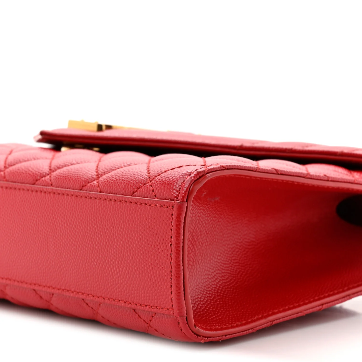 Grain De Poudre Textured Mixed Matelasse Triquilt Medium Monogram Satchel New Red - Image 9