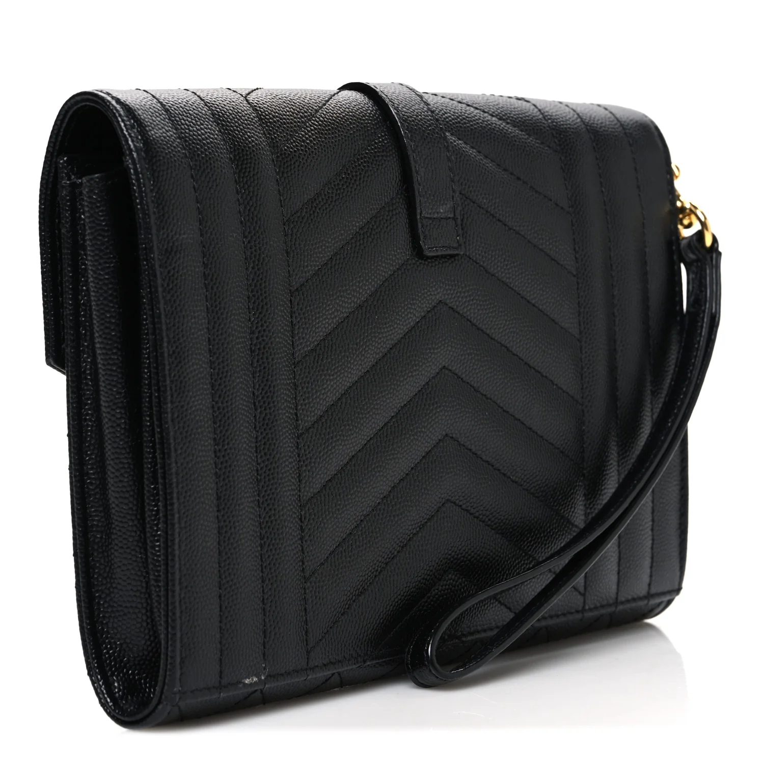 Grain De Poudre Textured Mixed Matelasse Triquilt Monogram Clutch Black - Image 3