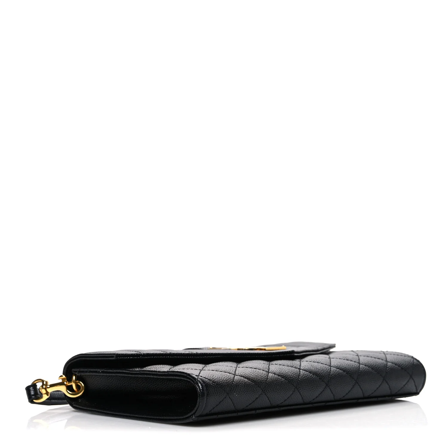 Grain De Poudre Textured Mixed Matelasse Triquilt Monogram Clutch Black - Image 4