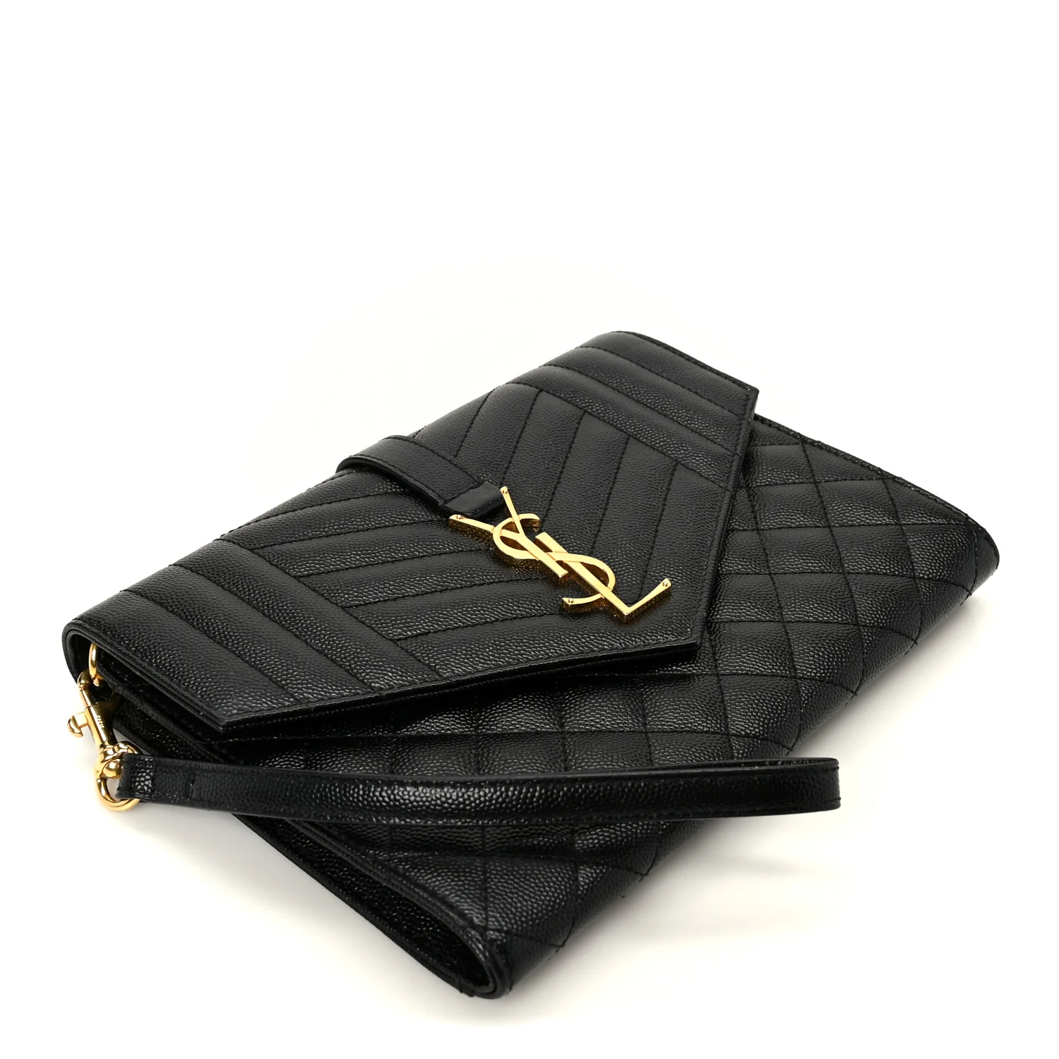 Grain De Poudre Textured Mixed Matelasse Triquilt Monogram Clutch Black - Image 4