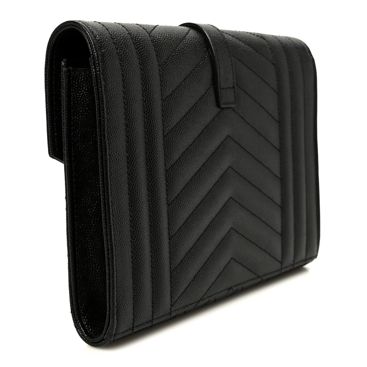 Grain De Poudre Textured Mixed Matelasse Triquilt Monogram Clutch Black - Image 3