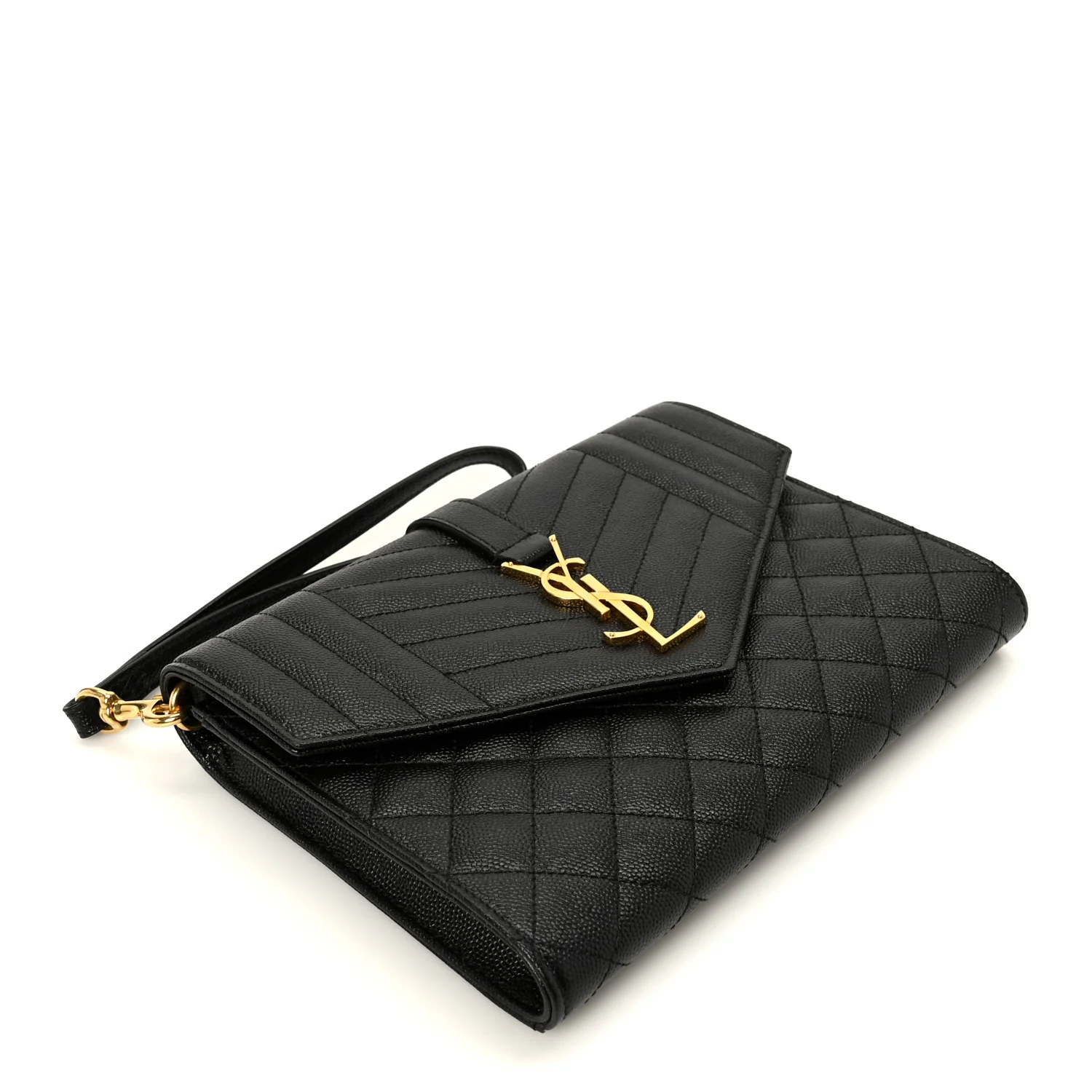 Grain De Poudre Textured Mixed Matelasse Triquilt Monogram Clutch Black - Image 4
