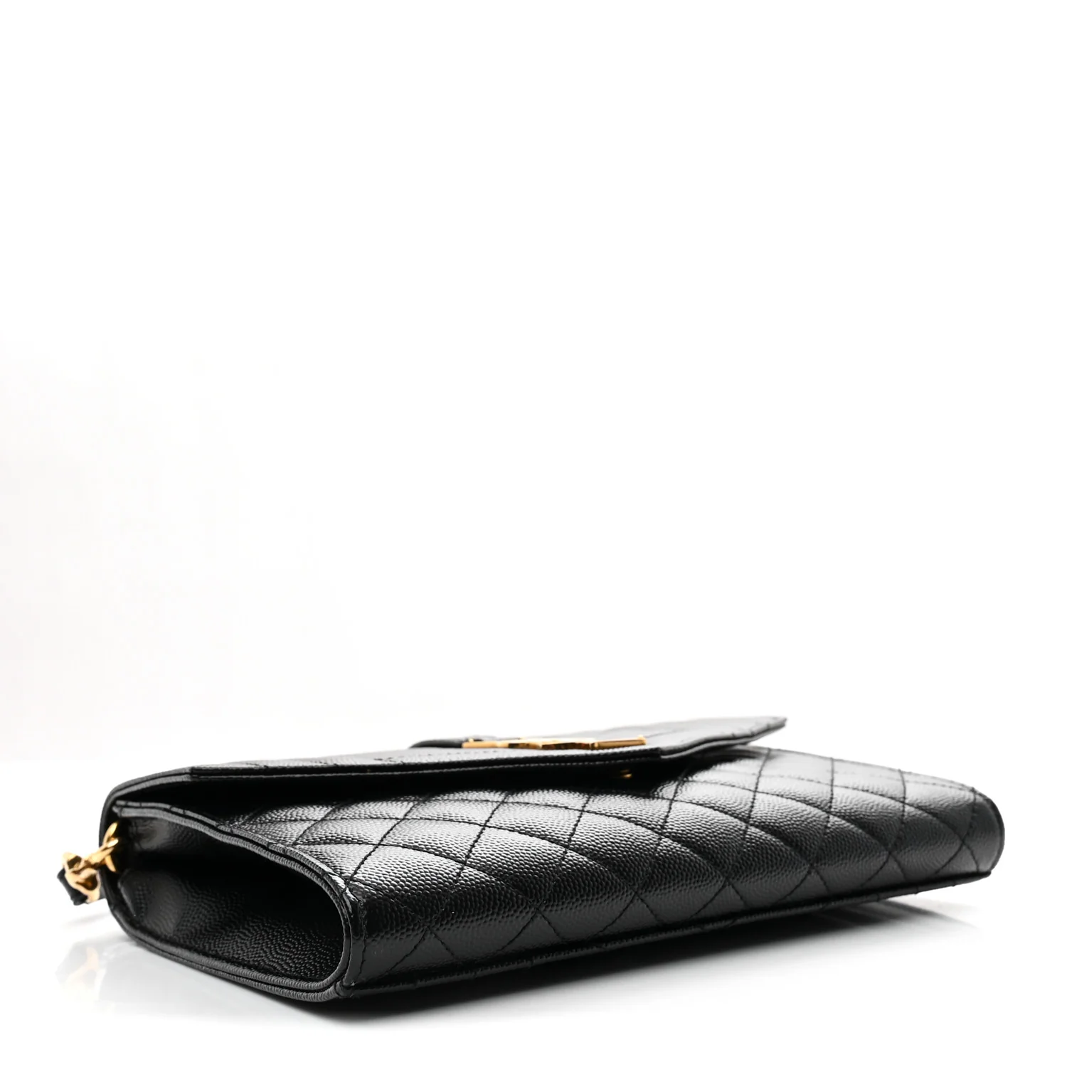 Grain De Poudre Textured Mixed Matelasse Triquilt Monogram Clutch Black - Image 4