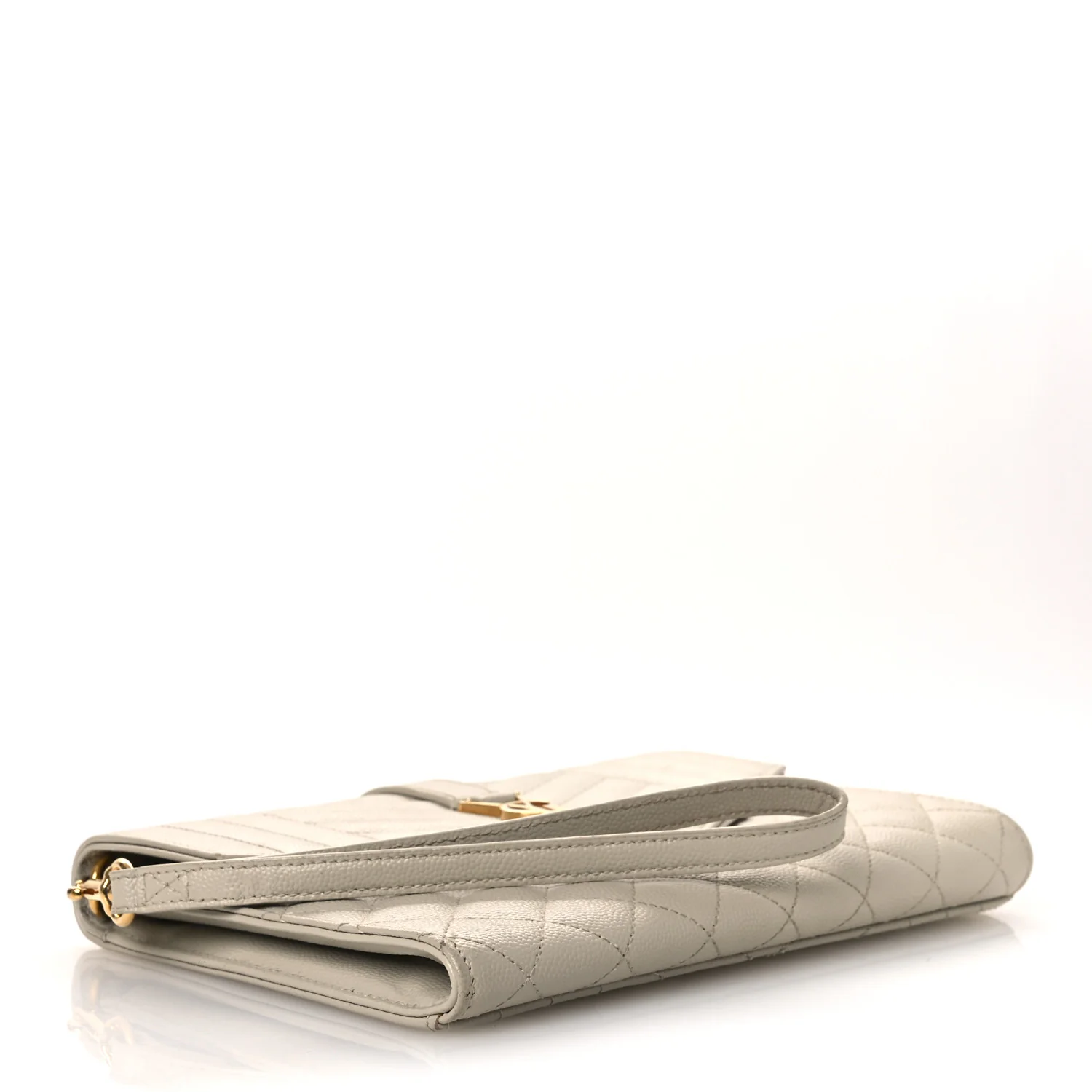 Grain De Poudre Textured Mixed Matelasse Triquilt Monogram Clutch Blanc Vintage - Image 4