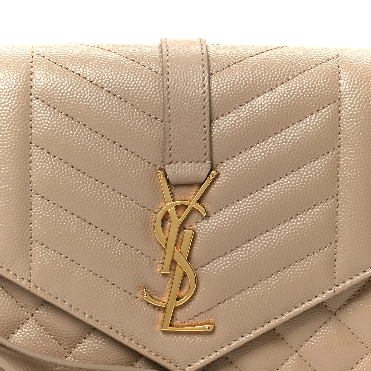 Grain De Poudre Textured Mixed Matelasse Triquilt Monogram Clutch Dark Beige - Image 8