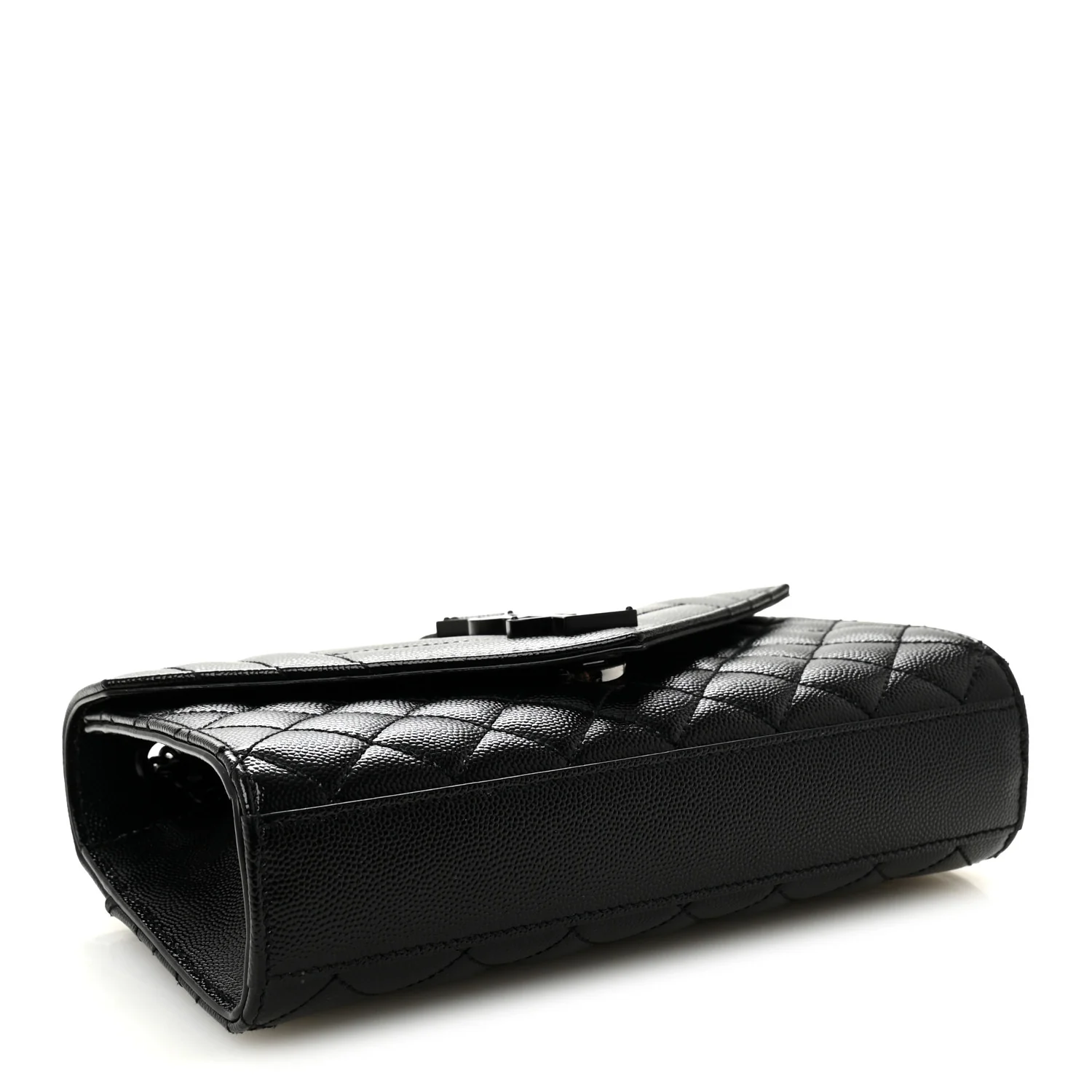 Grain De Poudre Textured Mixed Matelasse Triquilt Small Monogram Monochrome Satchel Black - Image 4
