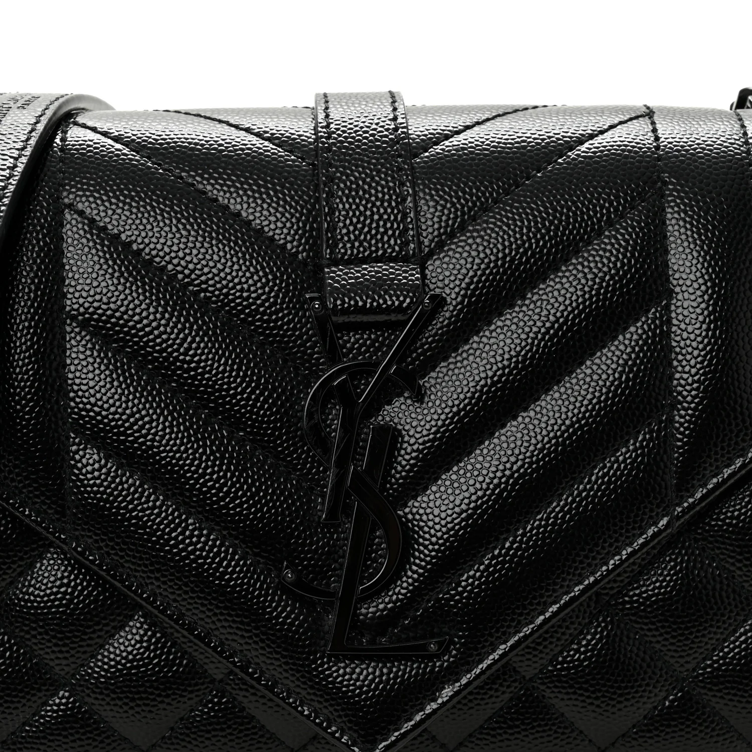 Grain De Poudre Textured Mixed Matelasse Triquilt Small Monogram Monochrome Satchel Black - Image 7