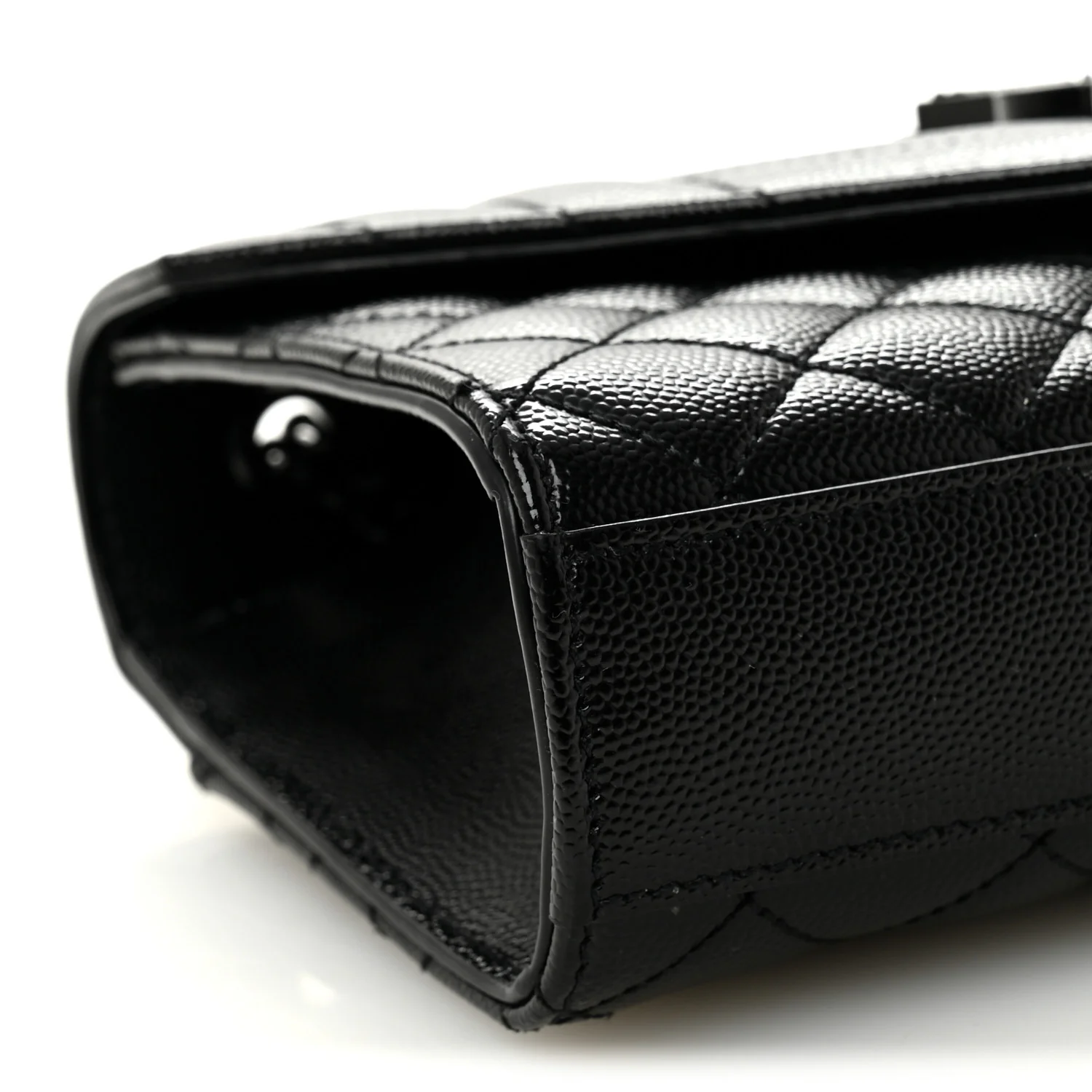 Grain De Poudre Textured Mixed Matelasse Triquilt Small Monogram Monochrome Satchel Black - Image 8