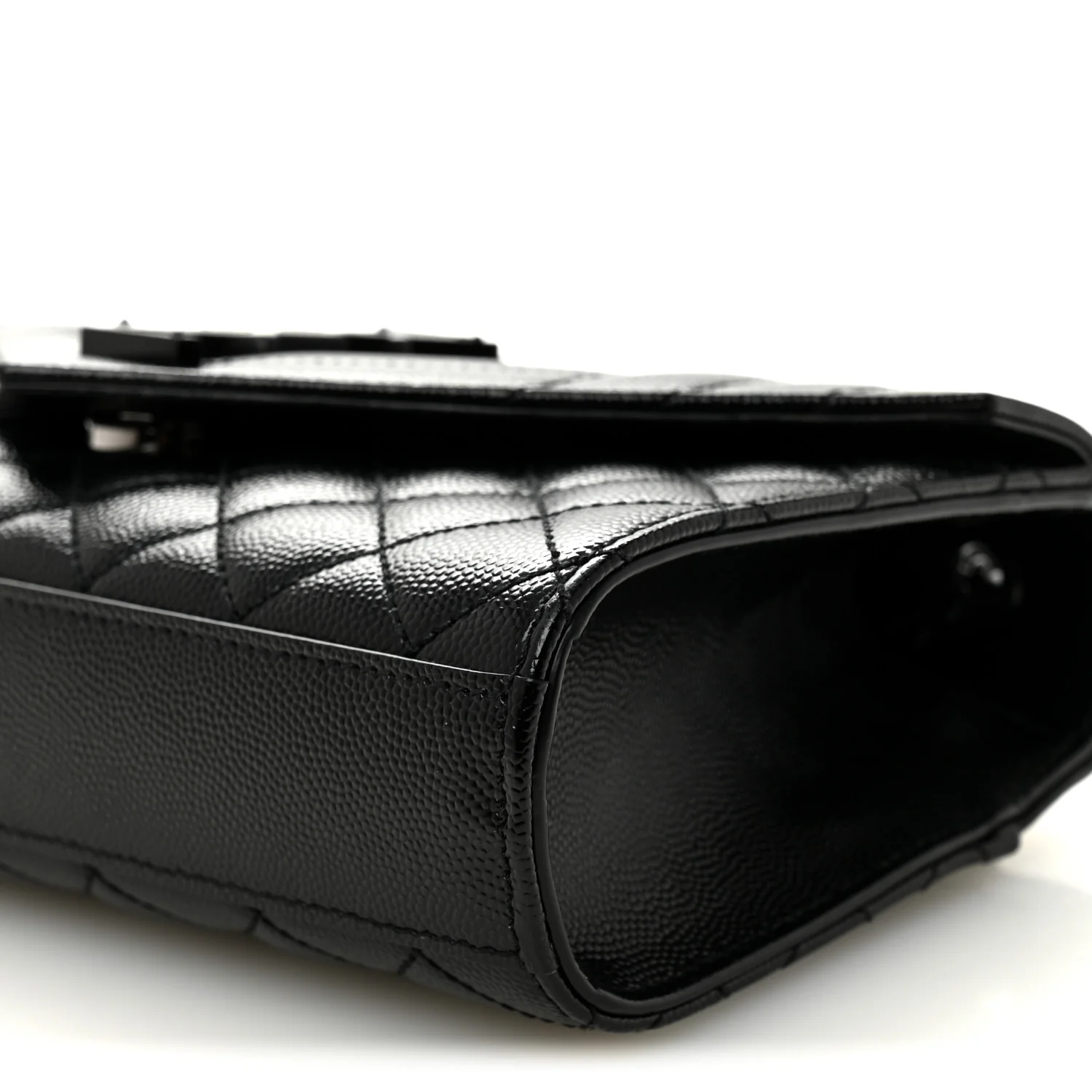 Grain De Poudre Textured Mixed Matelasse Triquilt Small Monogram Monochrome Satchel Black - Image 9