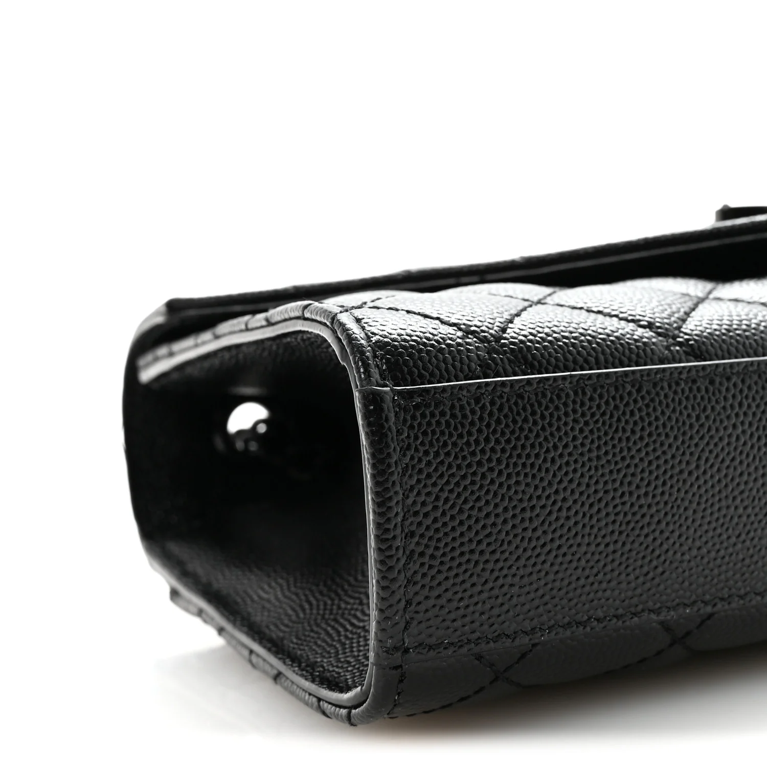 Grain De Poudre Textured Mixed Matelasse Triquilt Small Monogram Monochrome Satchel Black - Image 8