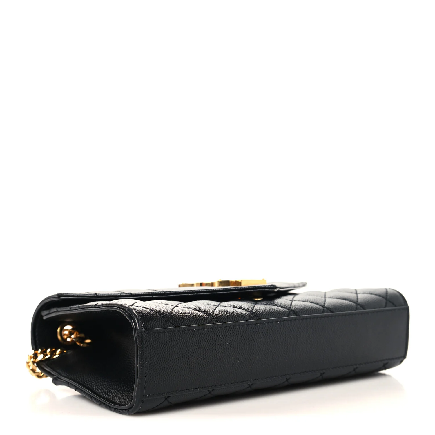 Grain De Poudre Textured Mixed Matelasse Triquilt Small Monogram Satchel Black - Image 4