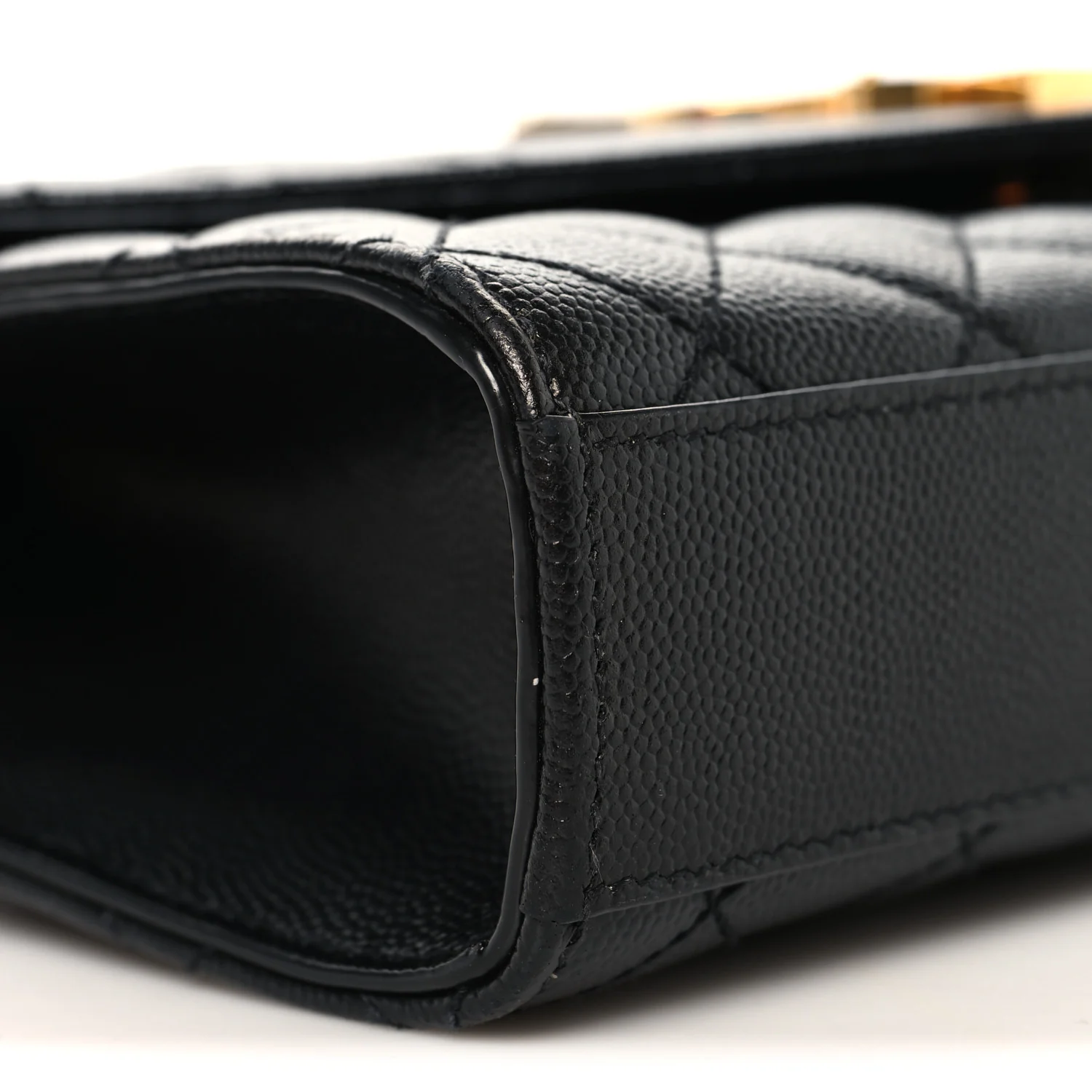 Grain De Poudre Textured Mixed Matelasse Triquilt Small Monogram Satchel Black - Image 8