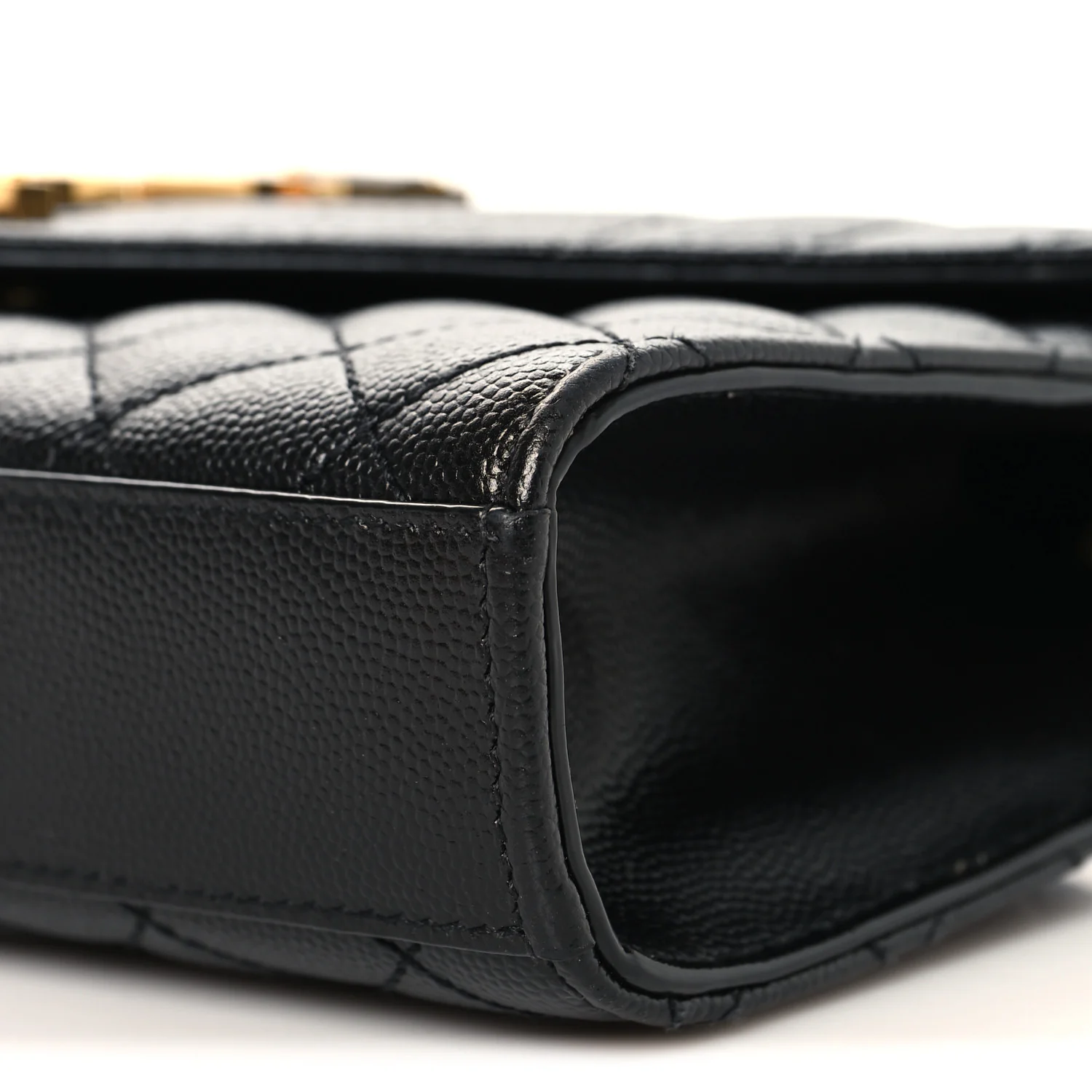 Grain De Poudre Textured Mixed Matelasse Triquilt Small Monogram Satchel Black - Image 9