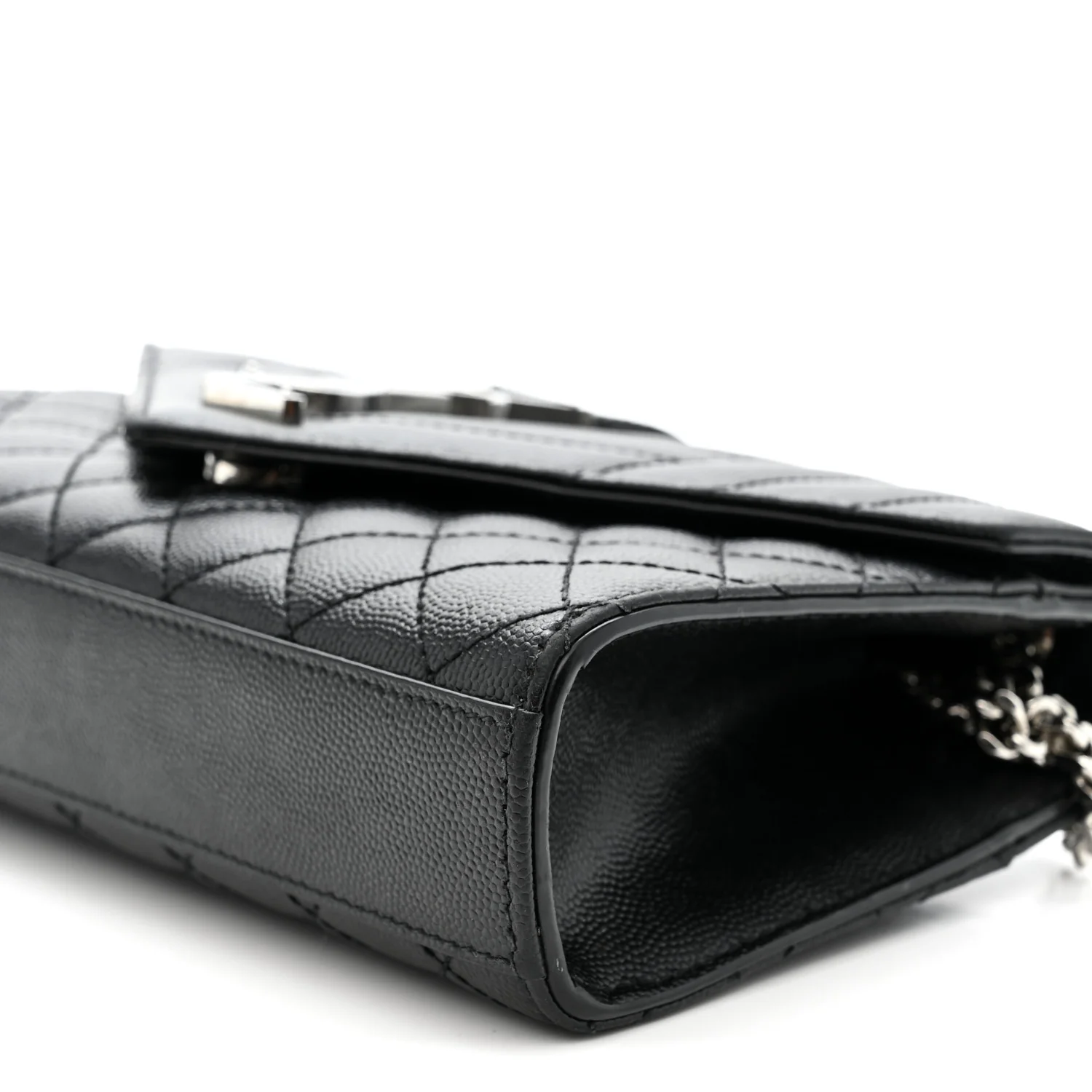 Grain De Poudre Textured Mixed Matelasse Triquilt Small Monogram Satchel Black - Image 10