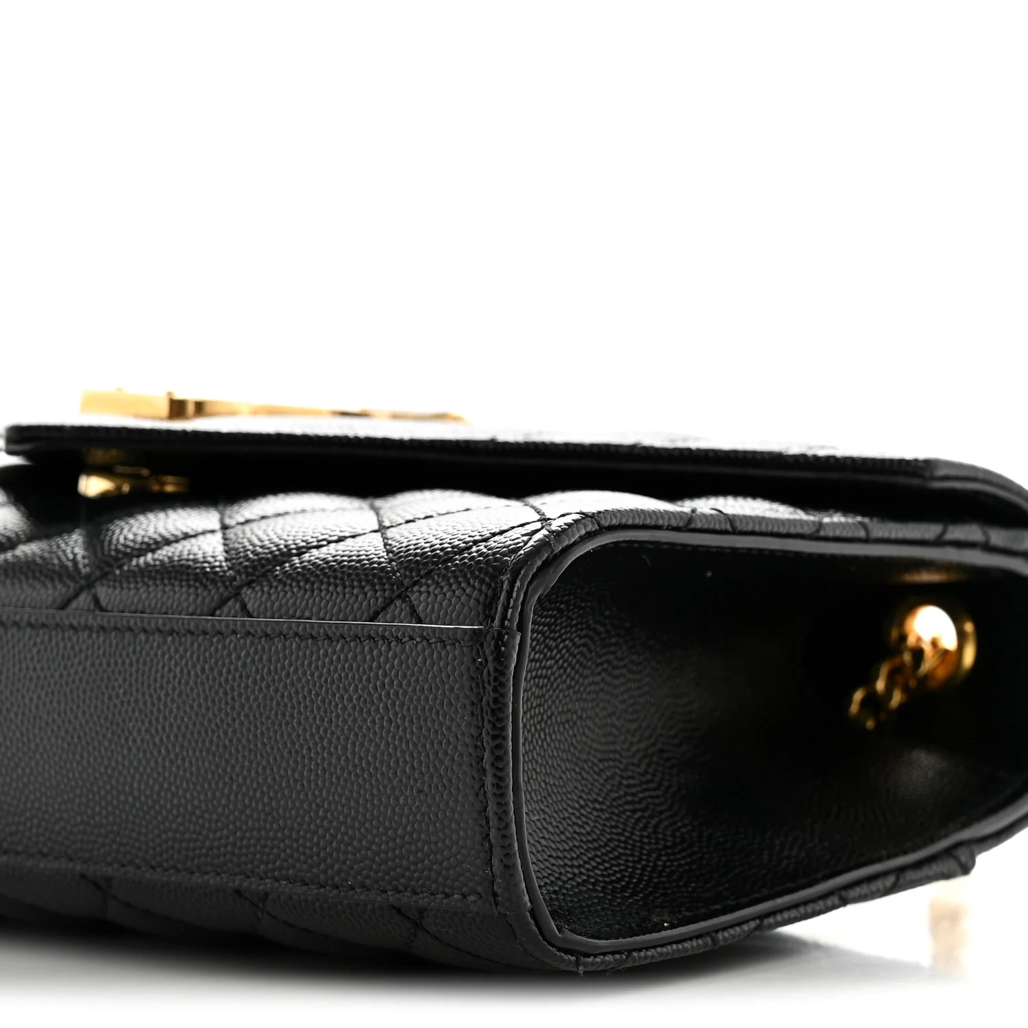 Grain De Poudre Textured Mixed Matelasse Triquilt Small Monogram Satchel Black - Image 10