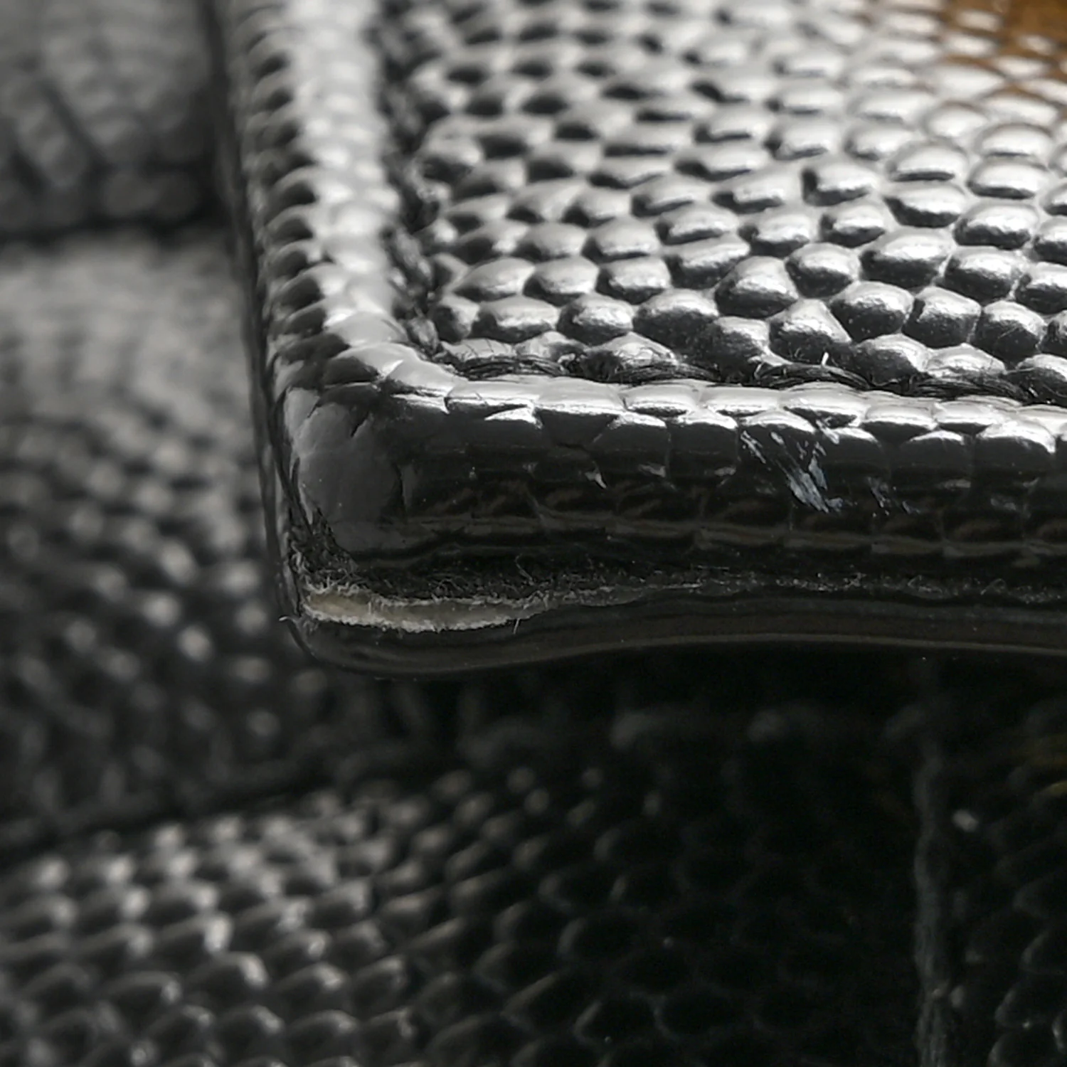 Grain De Poudre Textured Mixed Matelasse Triquilt Small Monogram Satchel Black - Image 13
