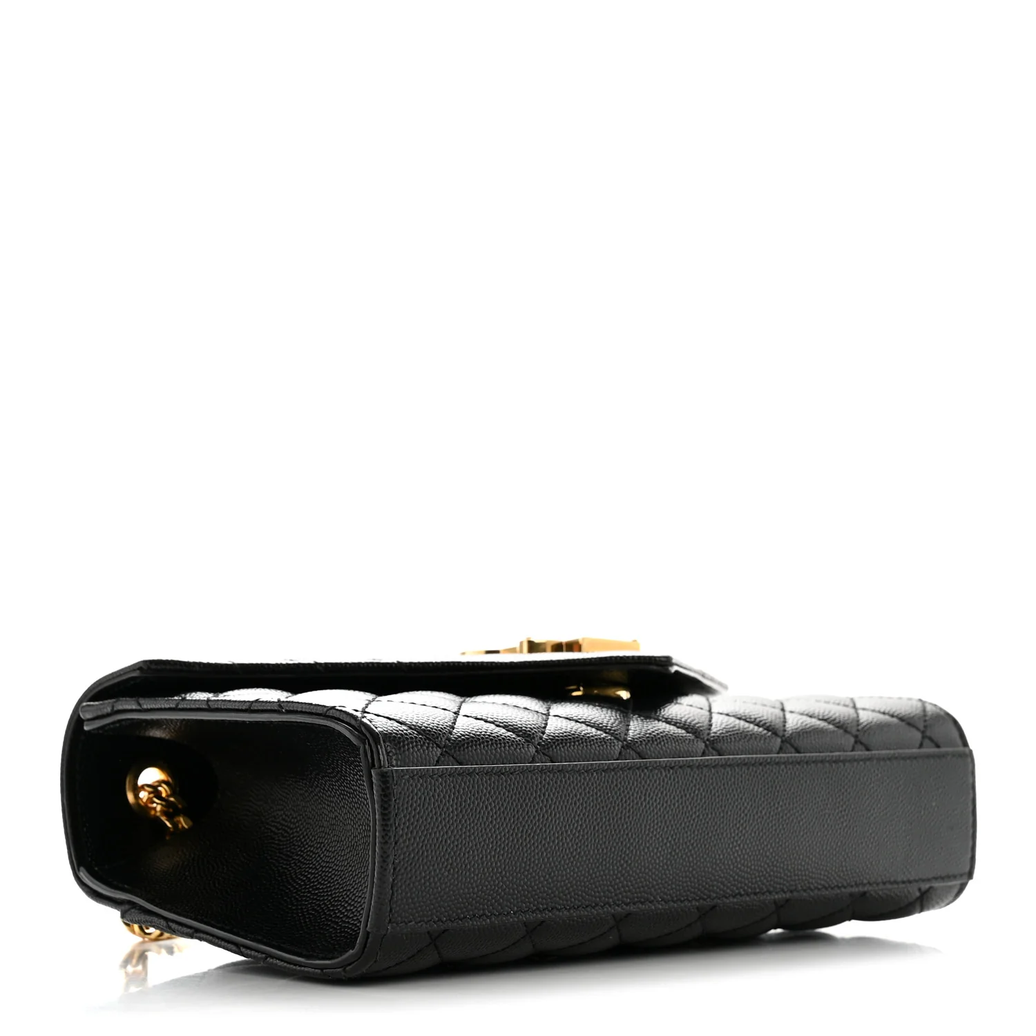 Grain De Poudre Textured Mixed Matelasse Triquilt Small Monogram Satchel Black - Image 4