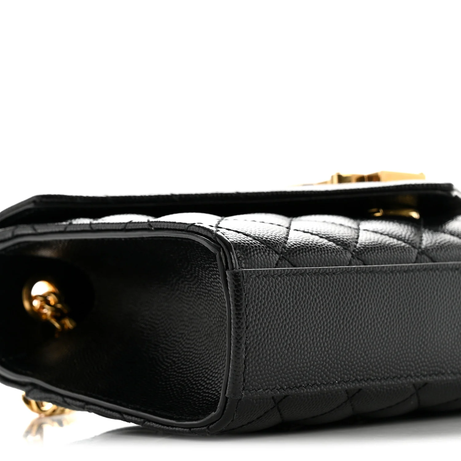 Grain De Poudre Textured Mixed Matelasse Triquilt Small Monogram Satchel Black - Image 9