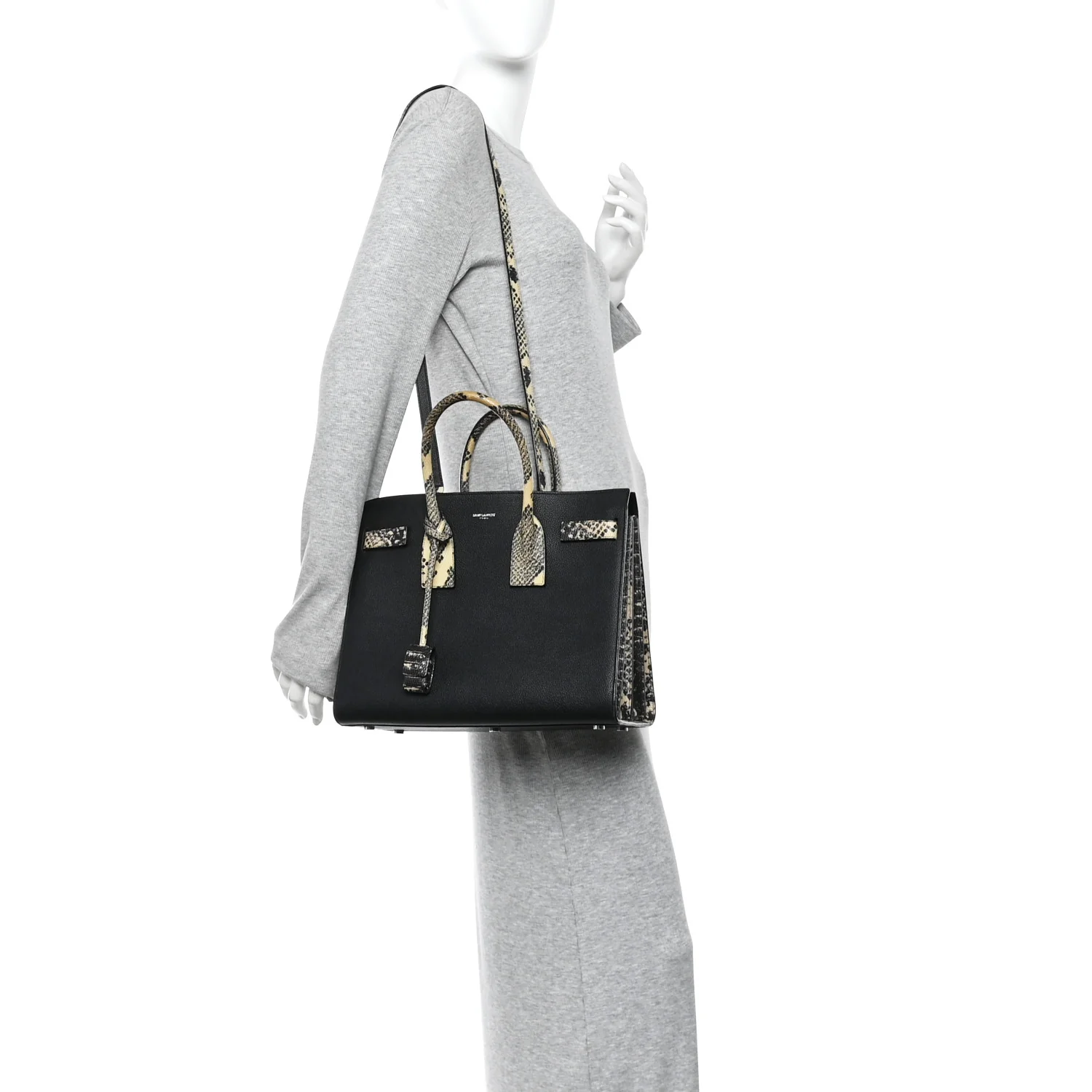 Grained Calfskin Embossed Python Small Sac De Jour Black - Image 2