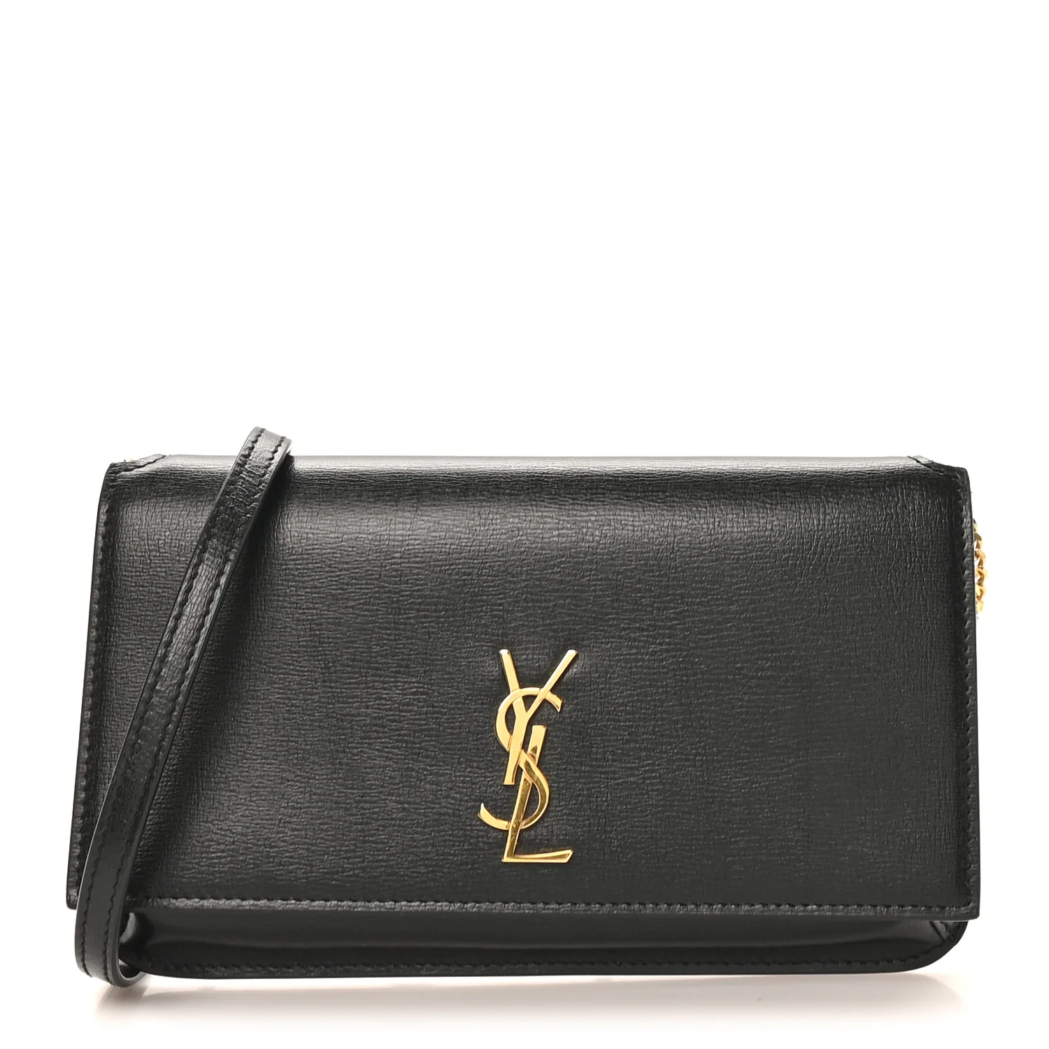 Grained Calfskin Monogram Phone Holder Crossbody Black