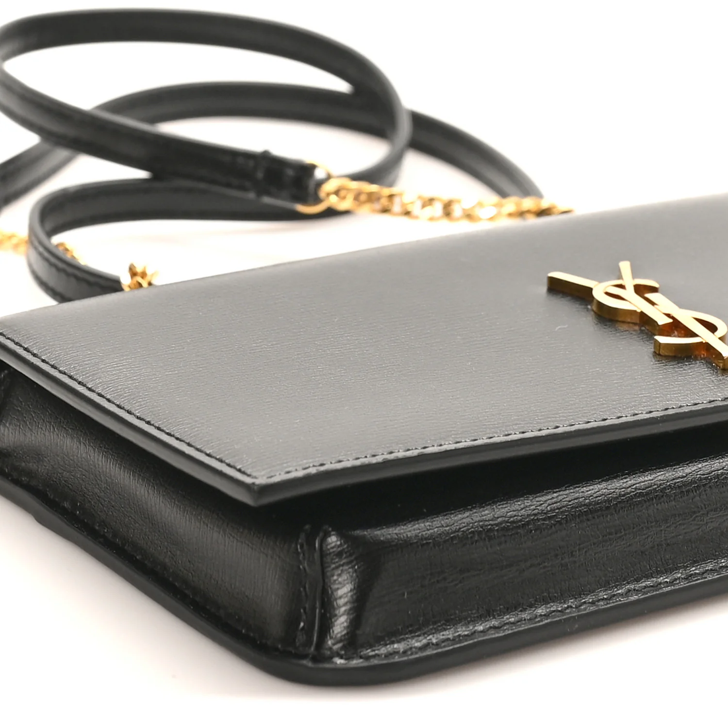 Grained Calfskin Monogram Phone Holder Crossbody Black - Image 8