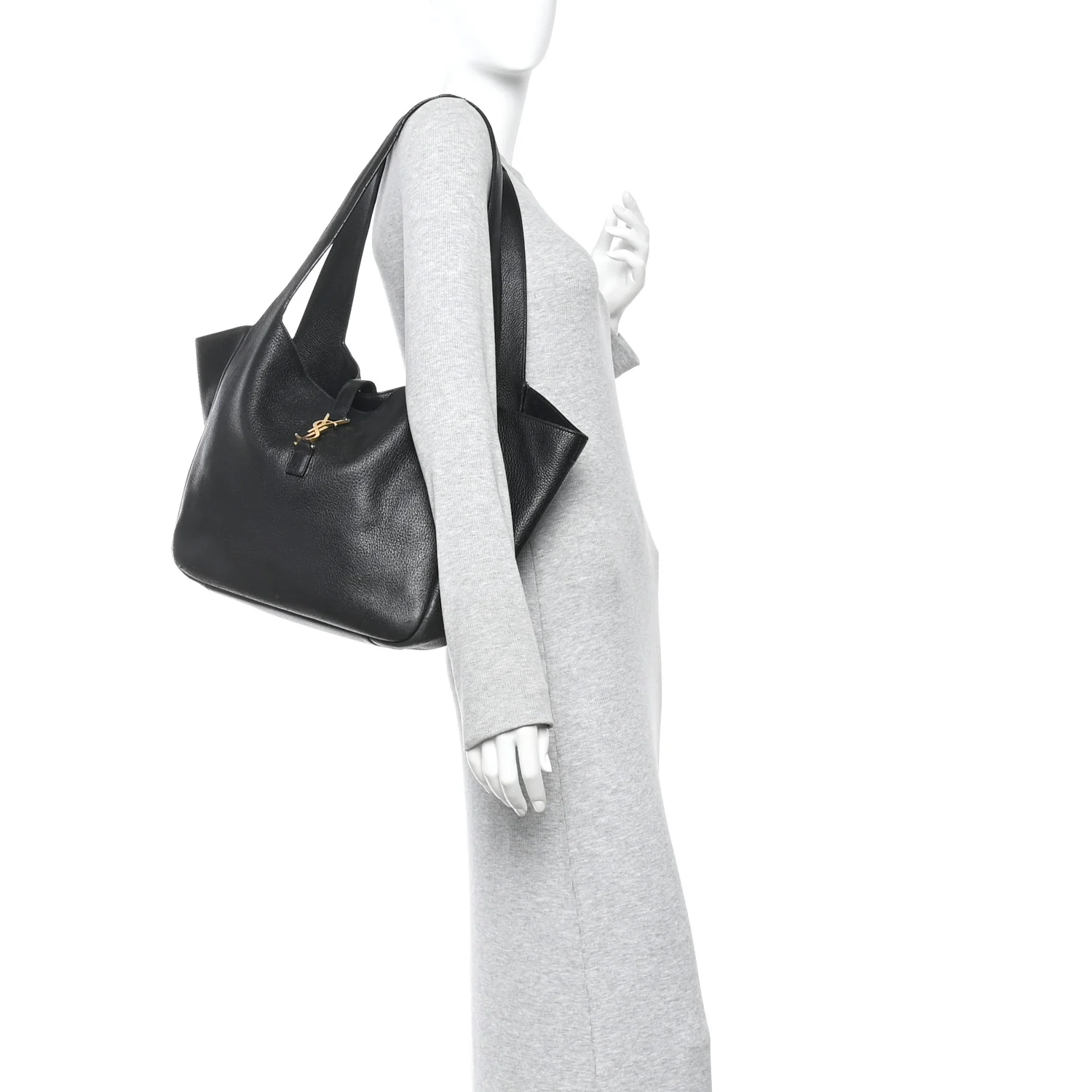 Grained Deerskin Bea Tote Black - Image 2