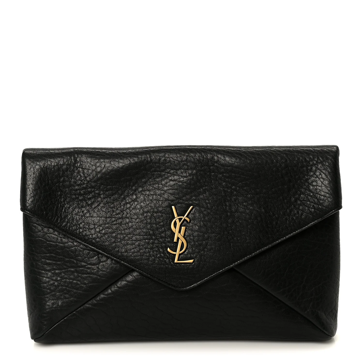 Grained Lambskin Cassandre Envelope Pouch Black