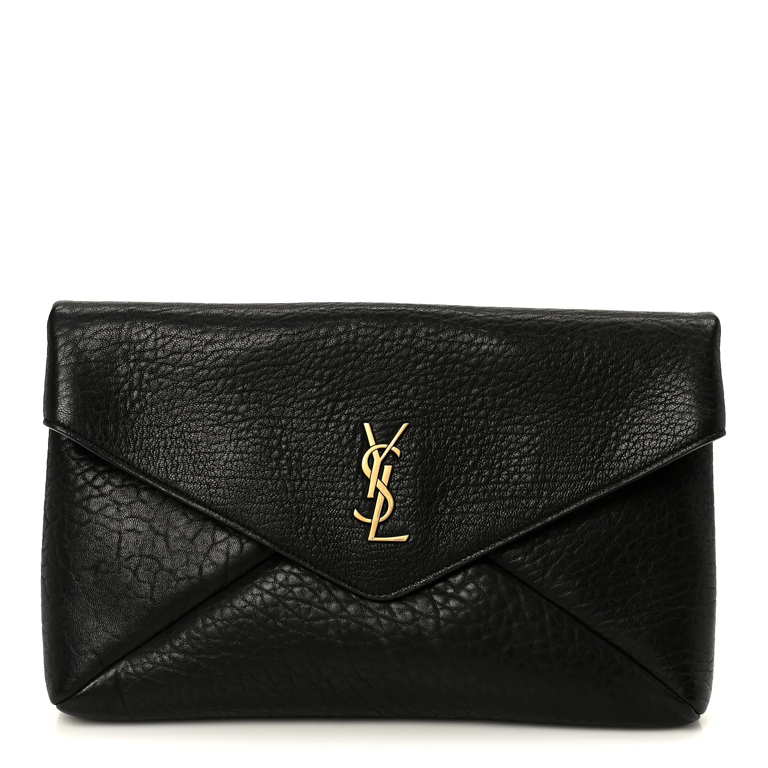 Grained Lambskin Cassandre Envelope Pouch Black