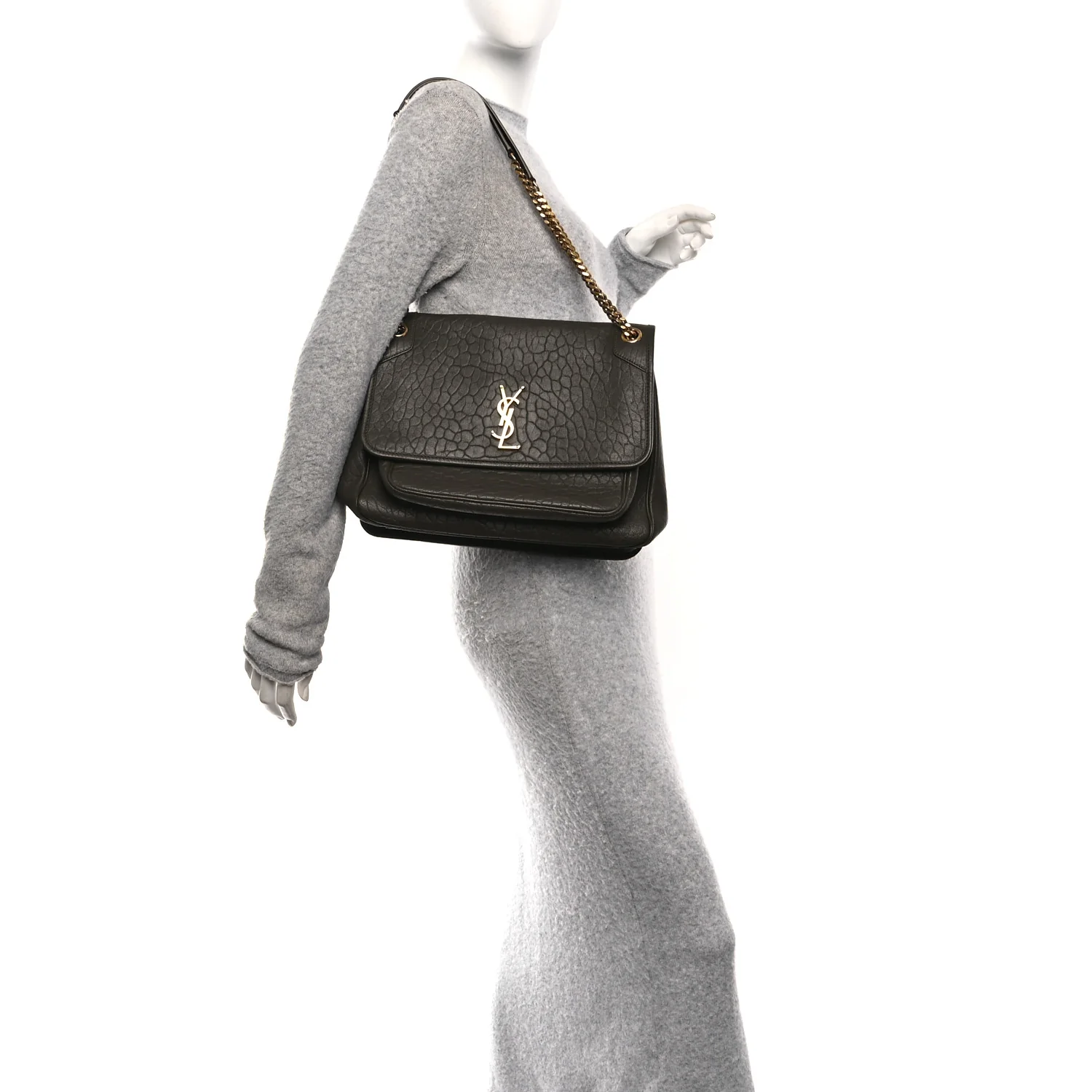 Grained Lambskin Monogram Large Niki Chain Satchel Light Musk - Image 2