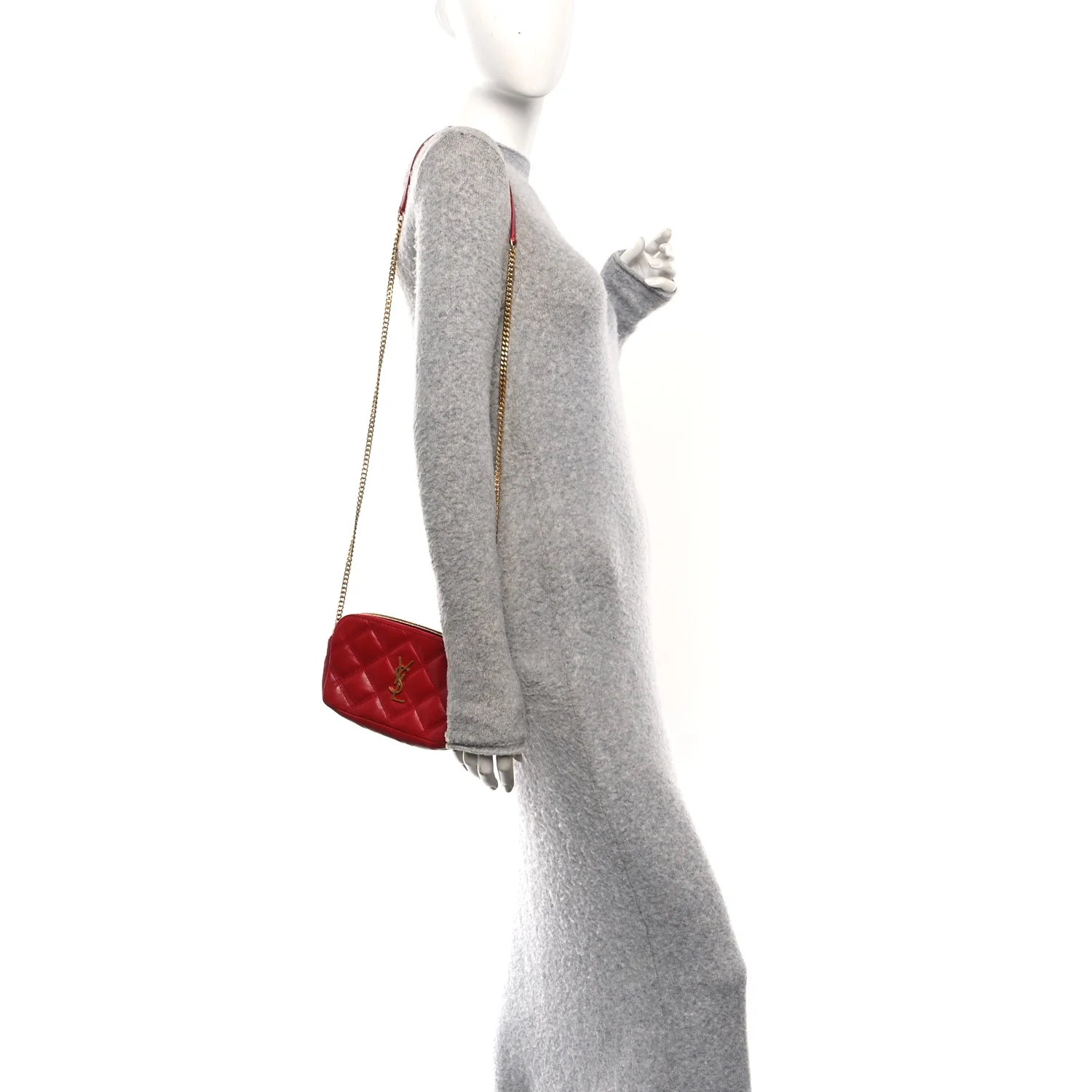 Grained Lambskin Quilted Mini Becky Double Zip Bag Rouge Eros - Image 2